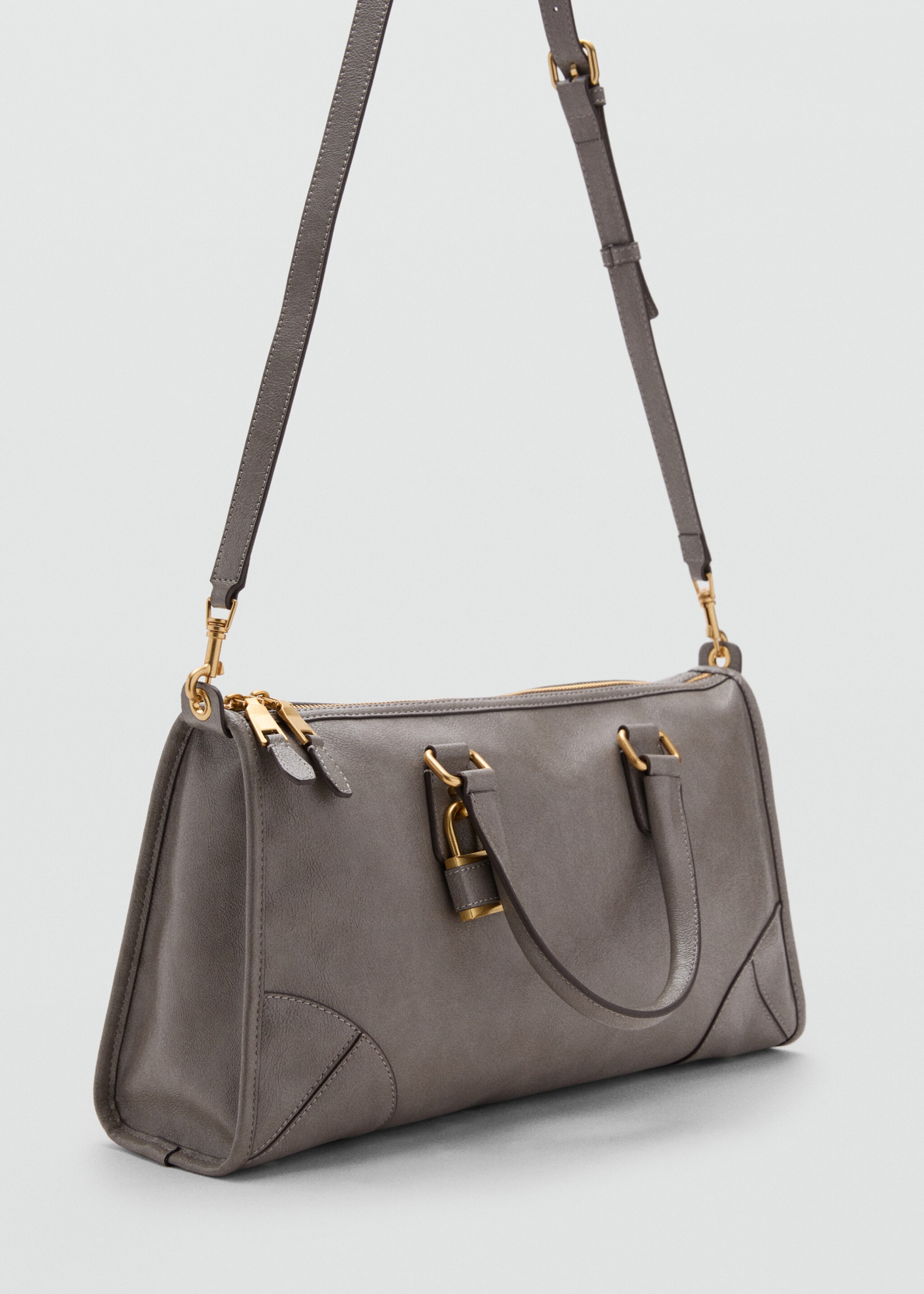 Rectangular handbag with handles - Medium plane, Grey. Ref: 17046353-00.