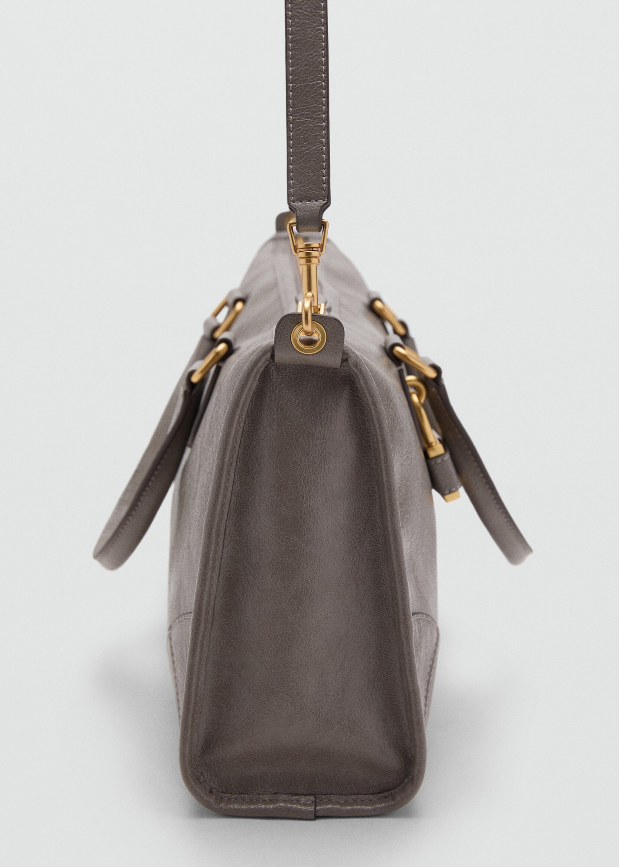 Rectangular handbag with handles - Details of the article 1, Grey. Ref: 17046353-00.