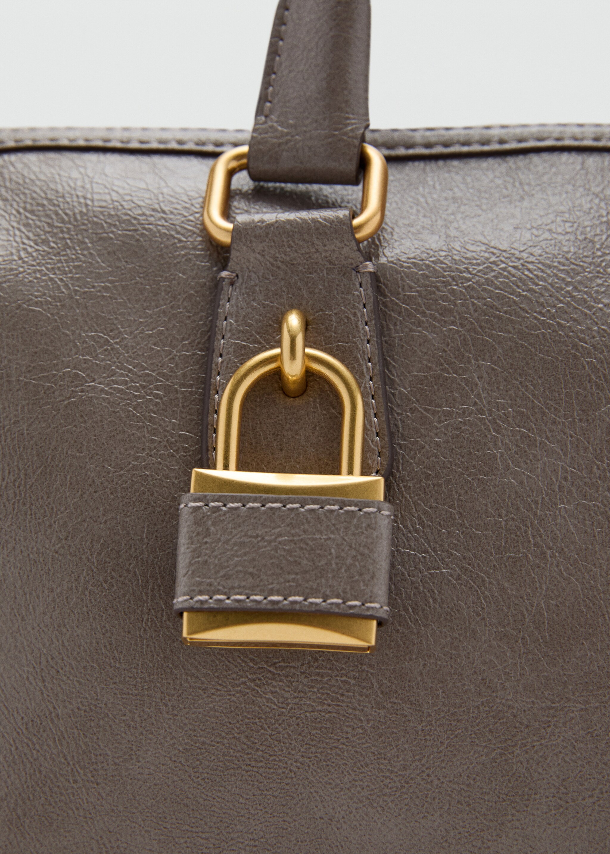Rectangular handbag with handles - Details of the article 2, Grey. Ref: 17046353-00.