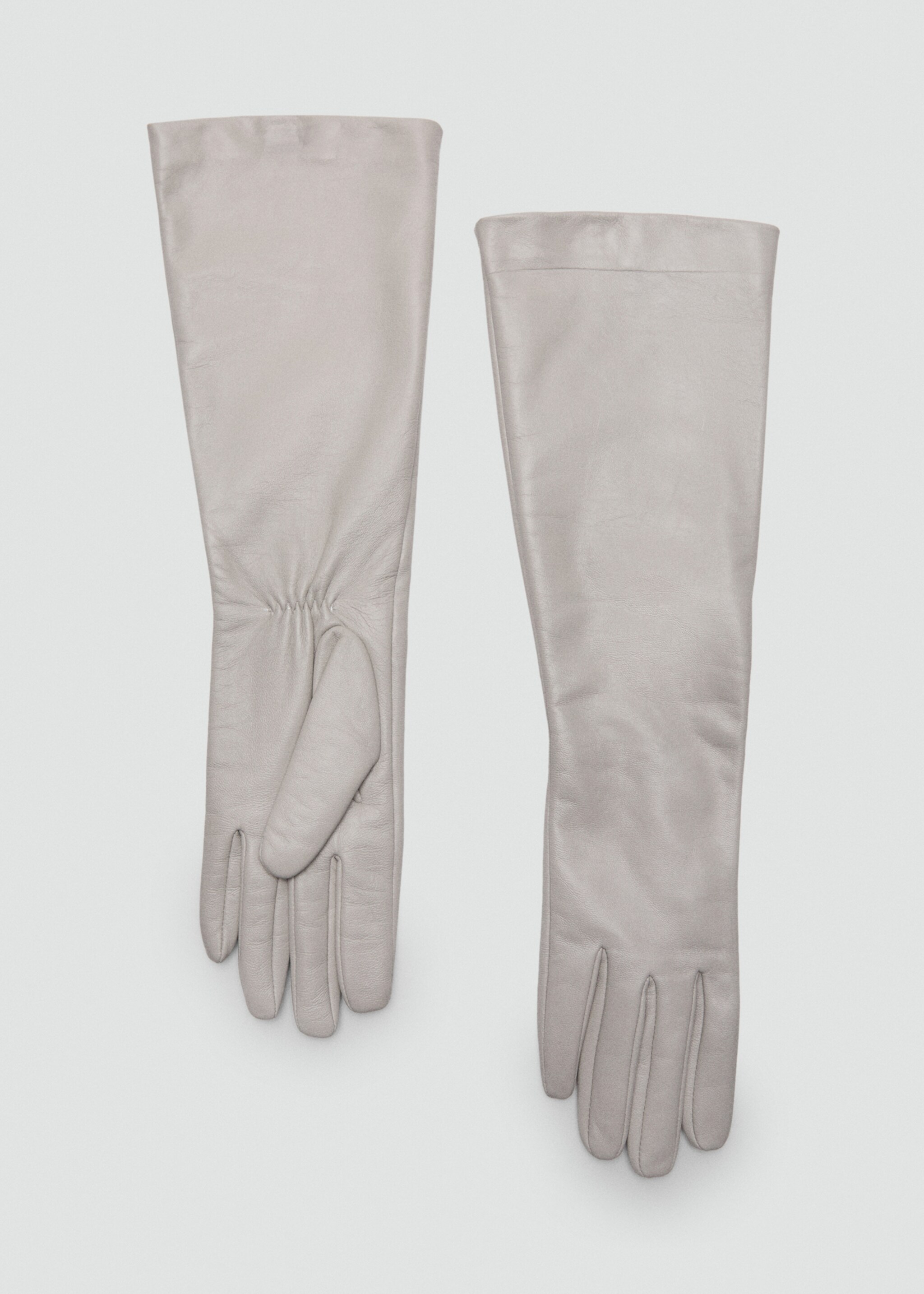 Leather long gloves - Article without model, Ice Grey. Ref: 17046354-00.