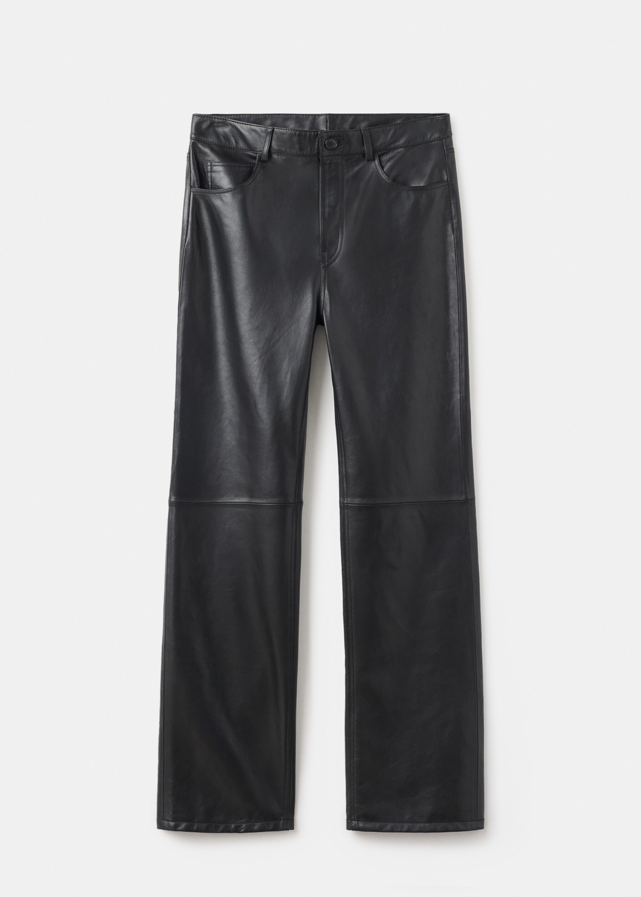 100% leather straight-leg trousers - Article without model, Black. Ref: 17046358-00.