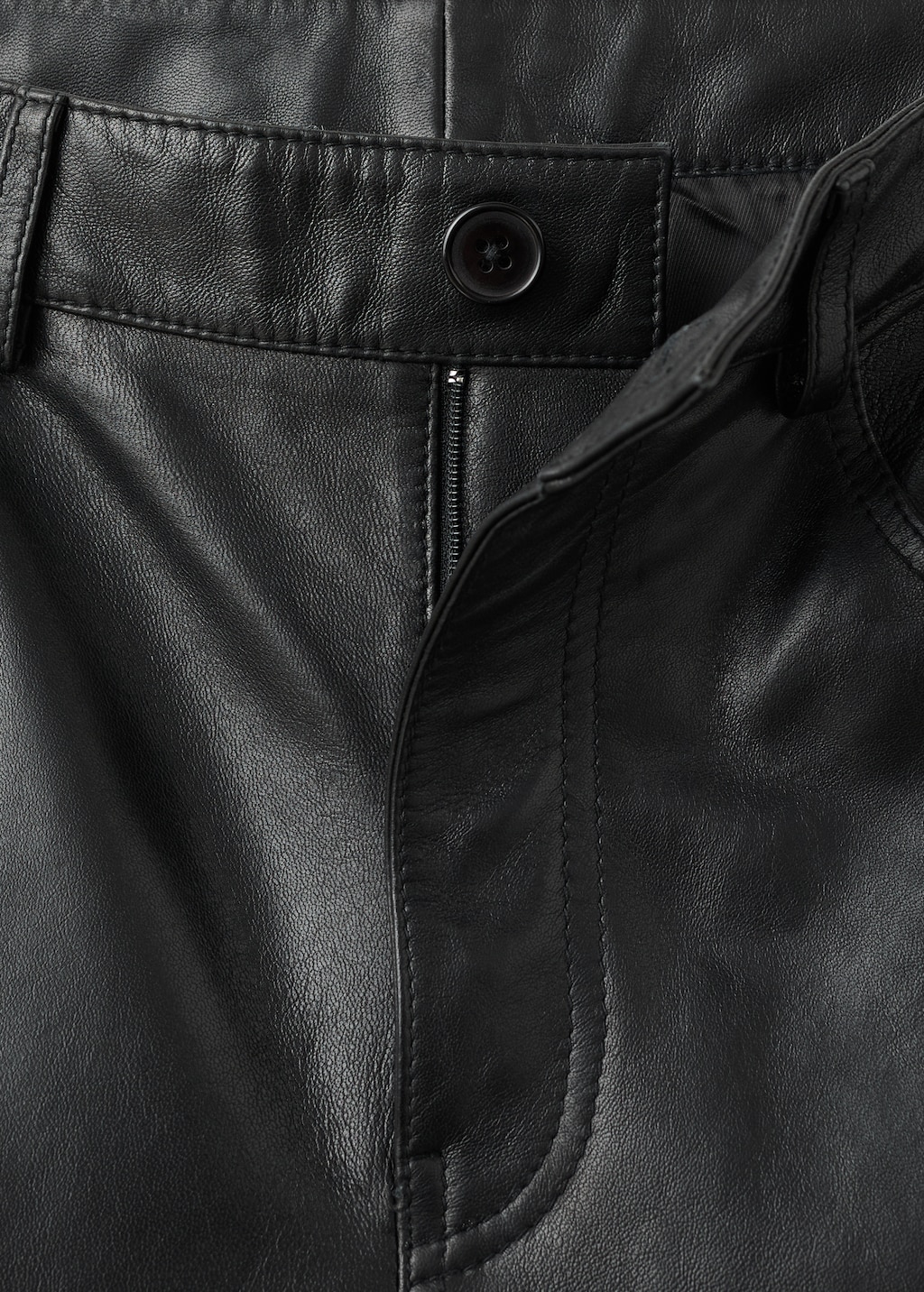 100% leather straight-leg pants