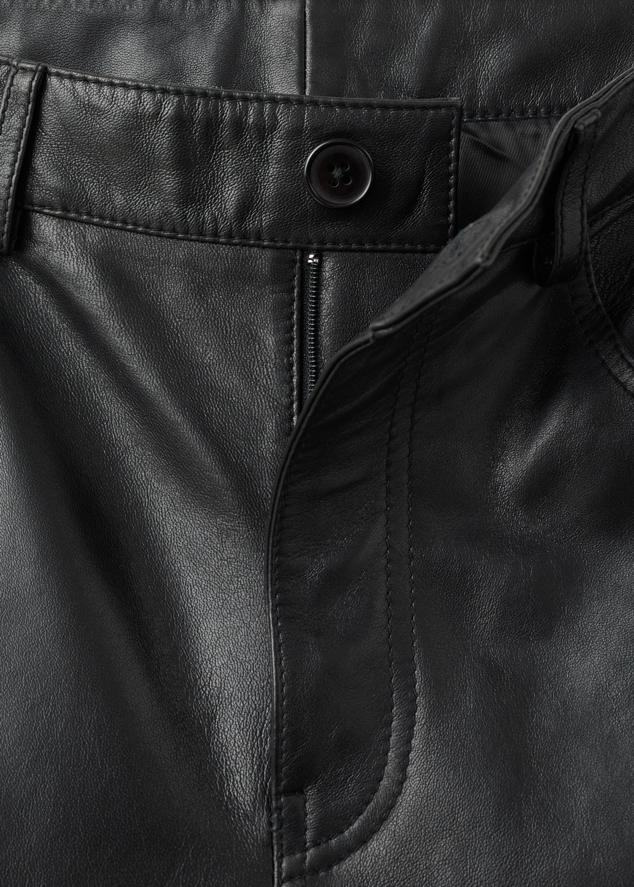 100% leather straight-leg trousers - Details of the article 0, Black. Ref: 17046358-00.