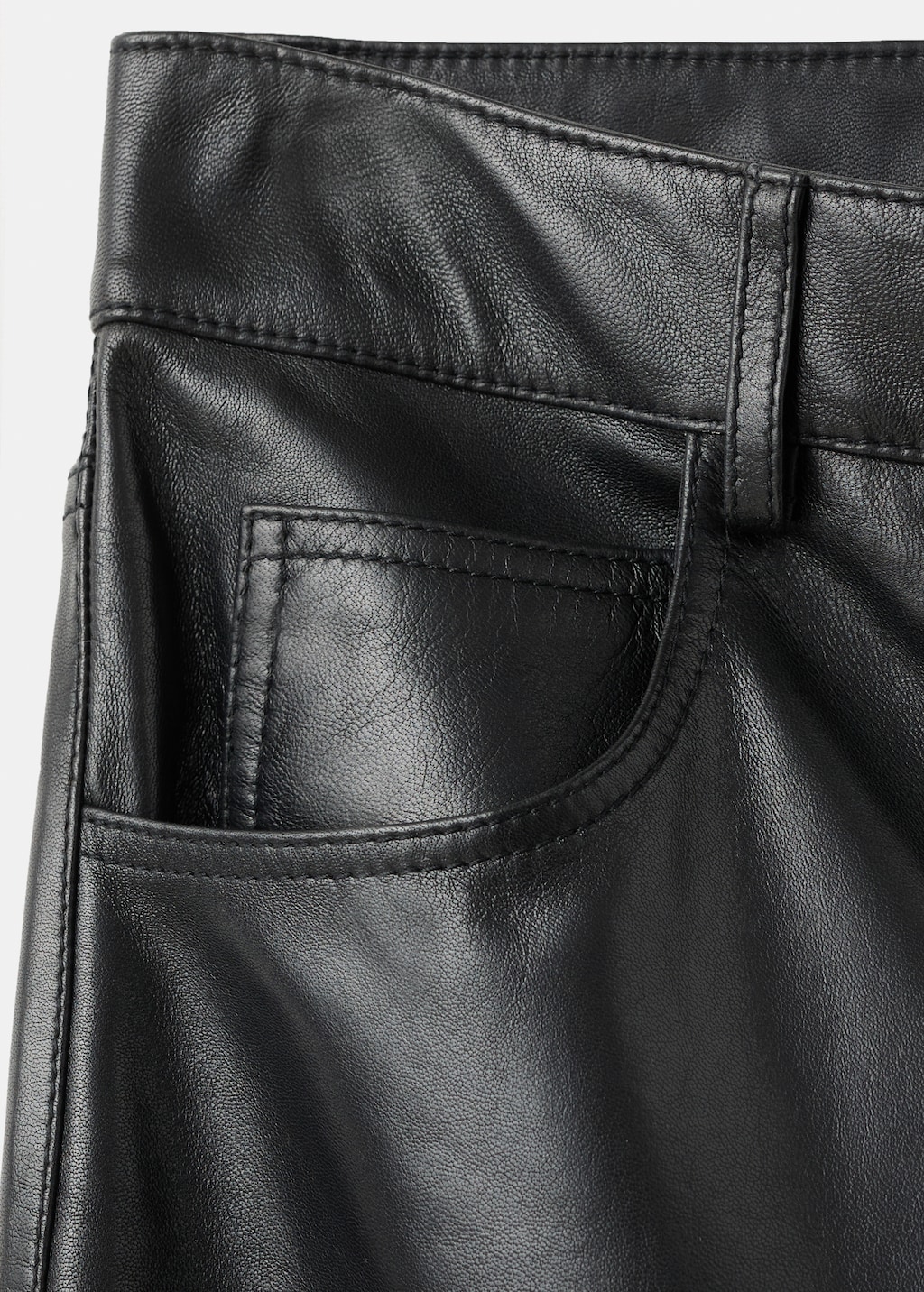 100% leather straight-leg pants