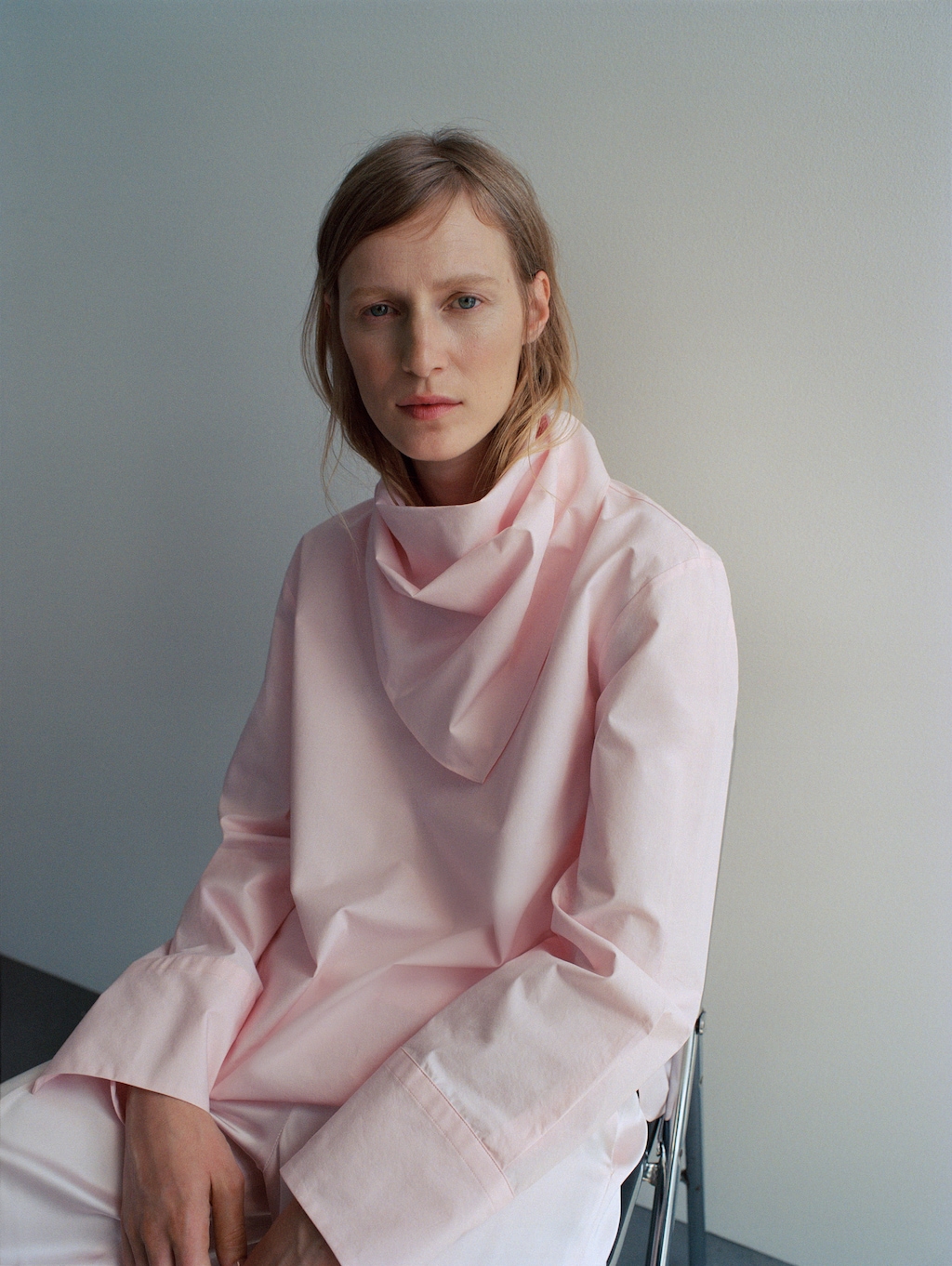 Poplin blouse with handkerchief