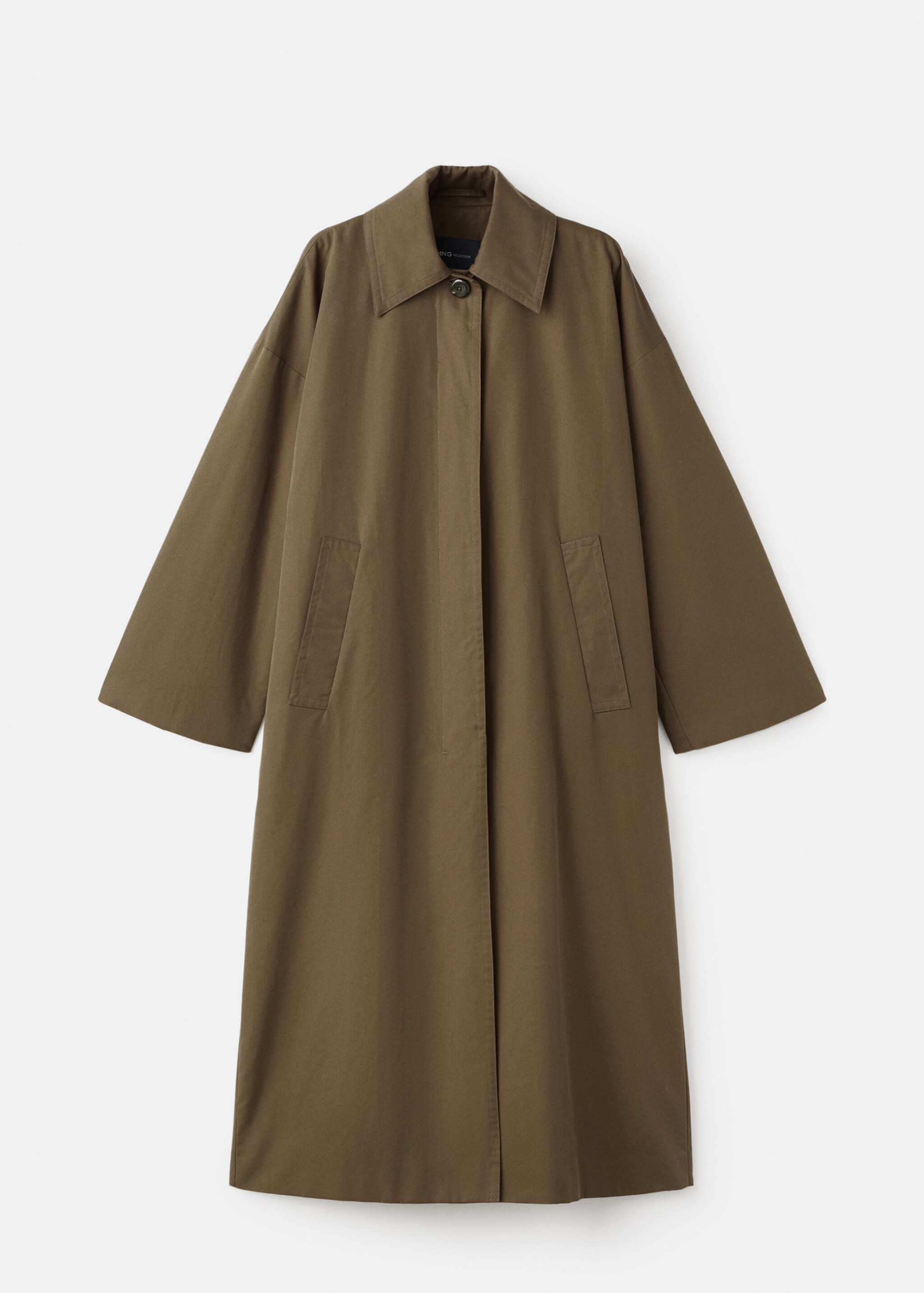 Long cotton trench coat with concealed buttons - Article without model, Medium Brown. Ref: 17046361-00.