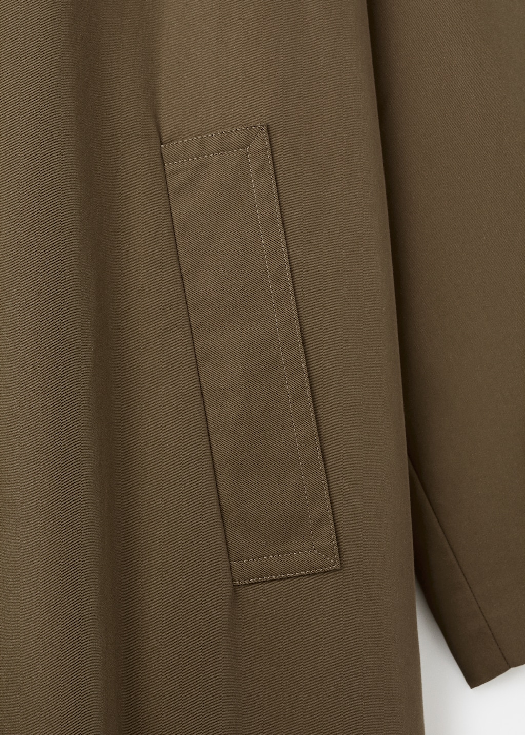 Long cotton trench coat with concealed buttons