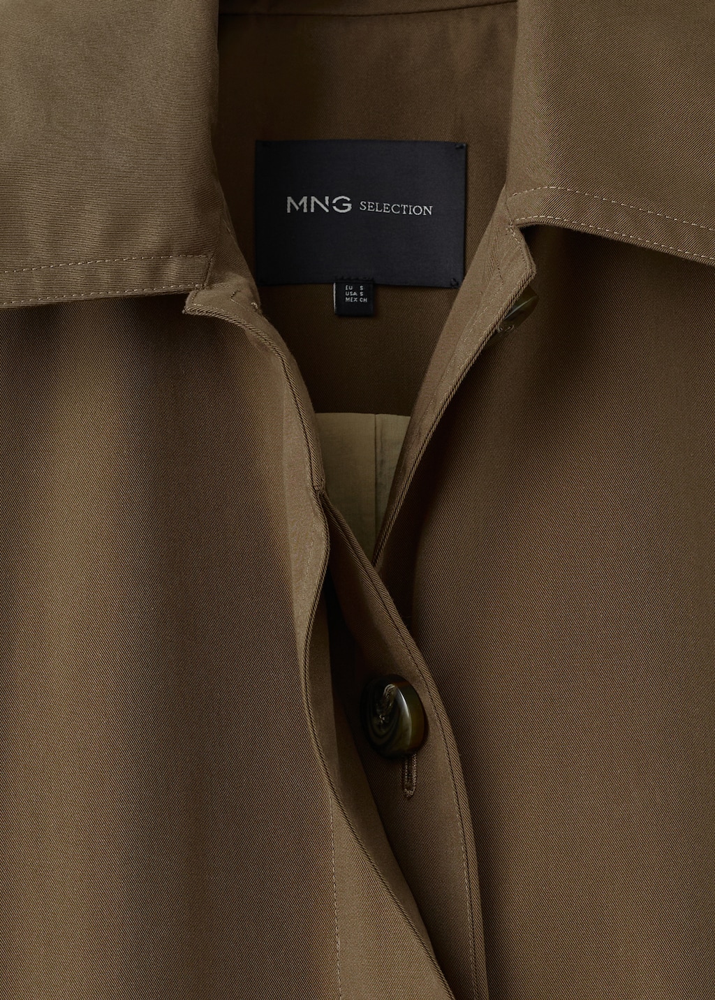 Long cotton trench coat with concealed buttons