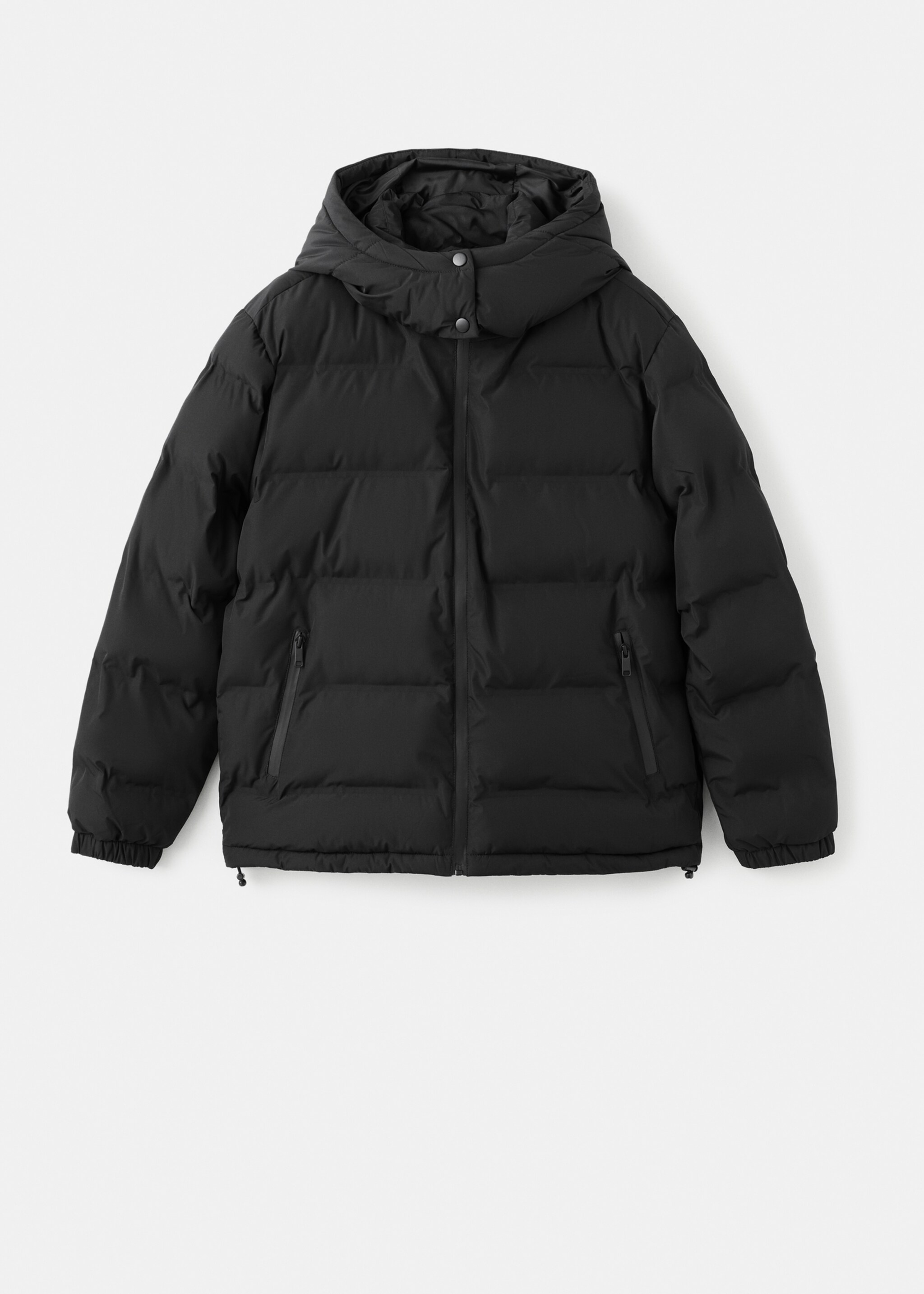 Hood quilted coat - Article without model, Black. Ref: 17046721-00.