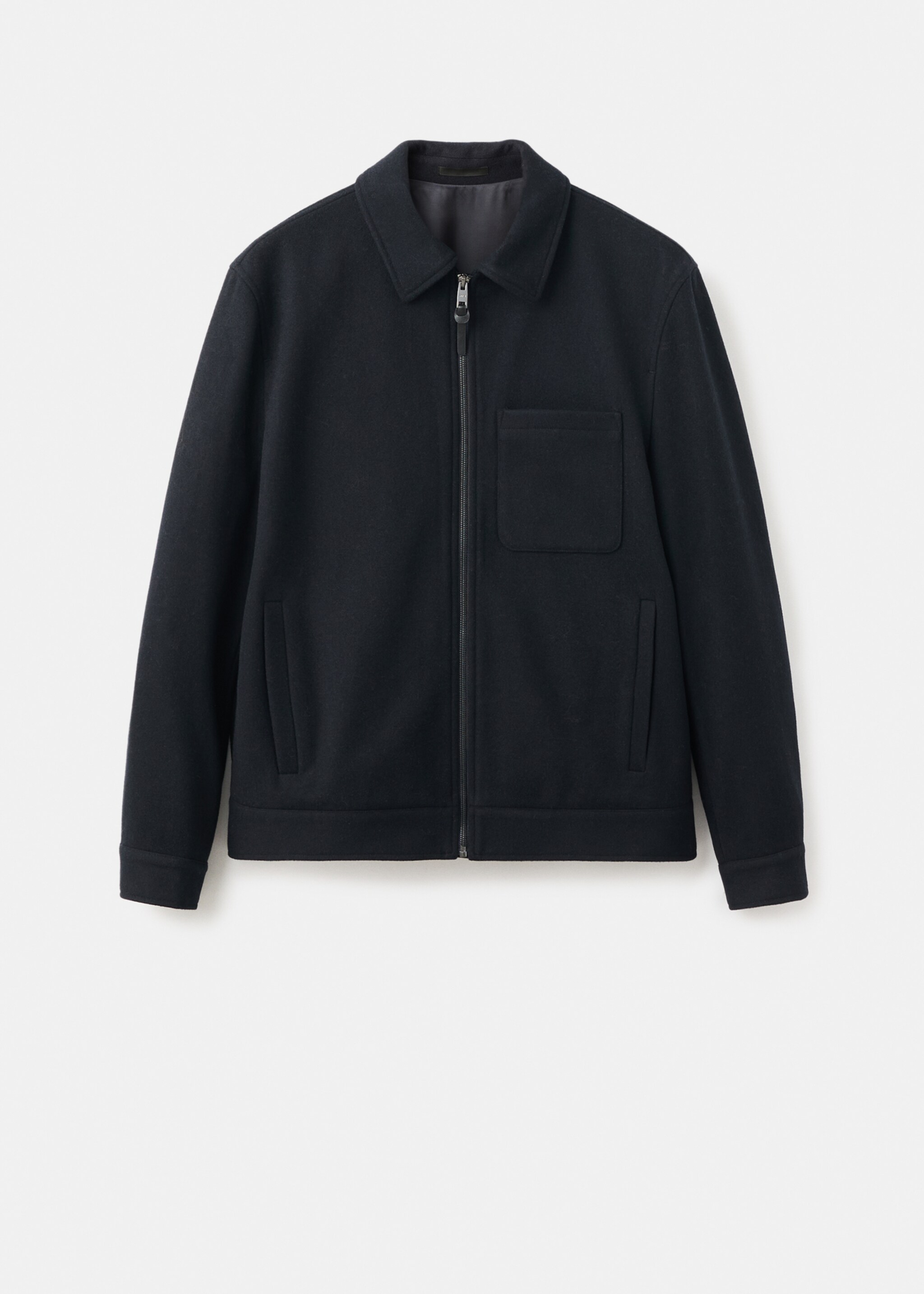 Wool Blend Jacket with Pocket - Article without model, Navy. Ref: 17046722-00.