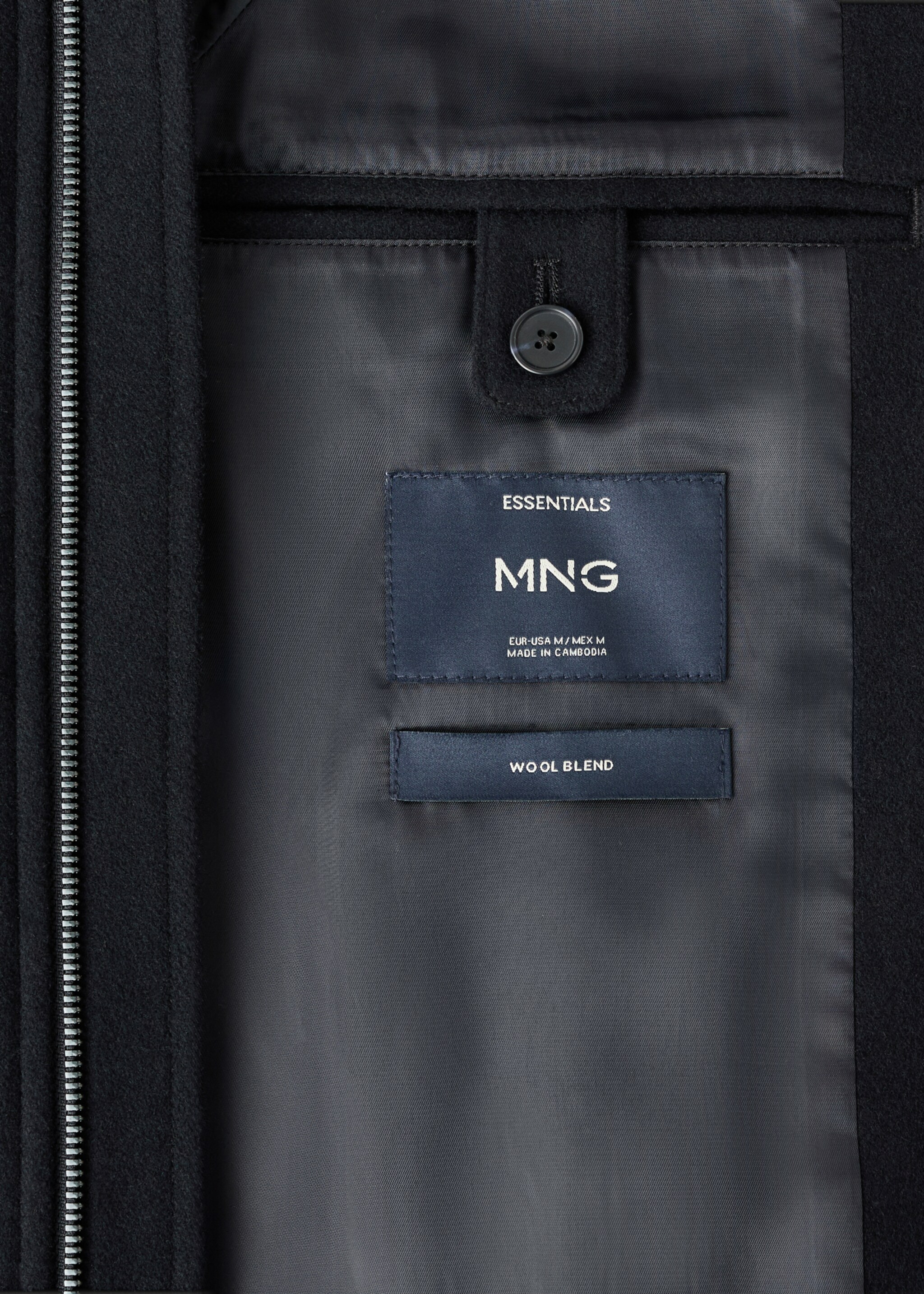 Wool Blend Jacket with Pocket - Details of the article 0, Navy. Ref: 17046722-00.