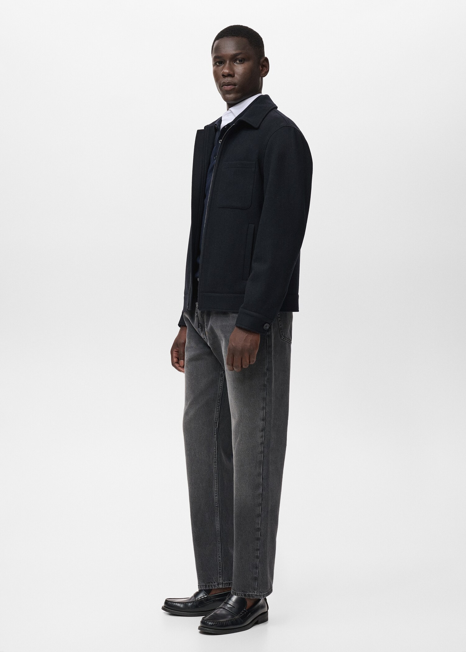 Wool Blend Jacket with Pocket - Details of the article 2