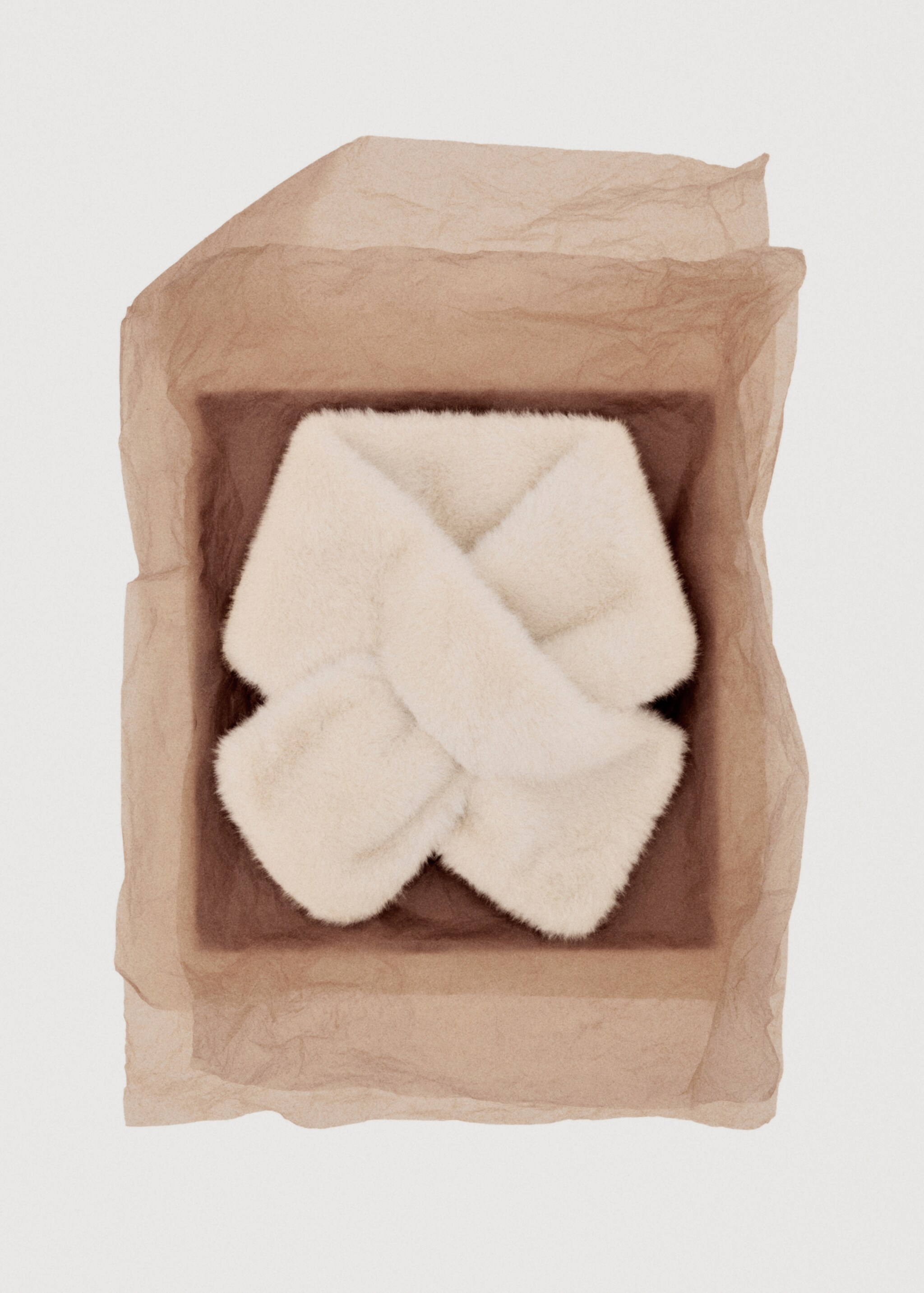 Fur-effect scarf - Details of the article 7, Sand. Ref: 17046733-00.
