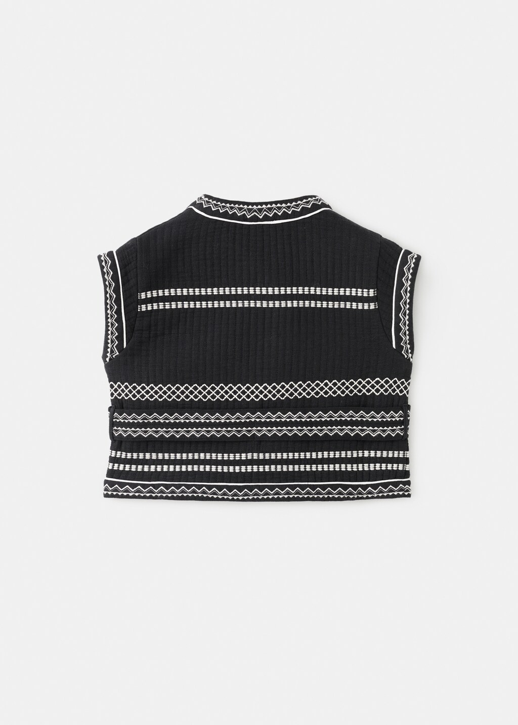 Embroidered vest with belt