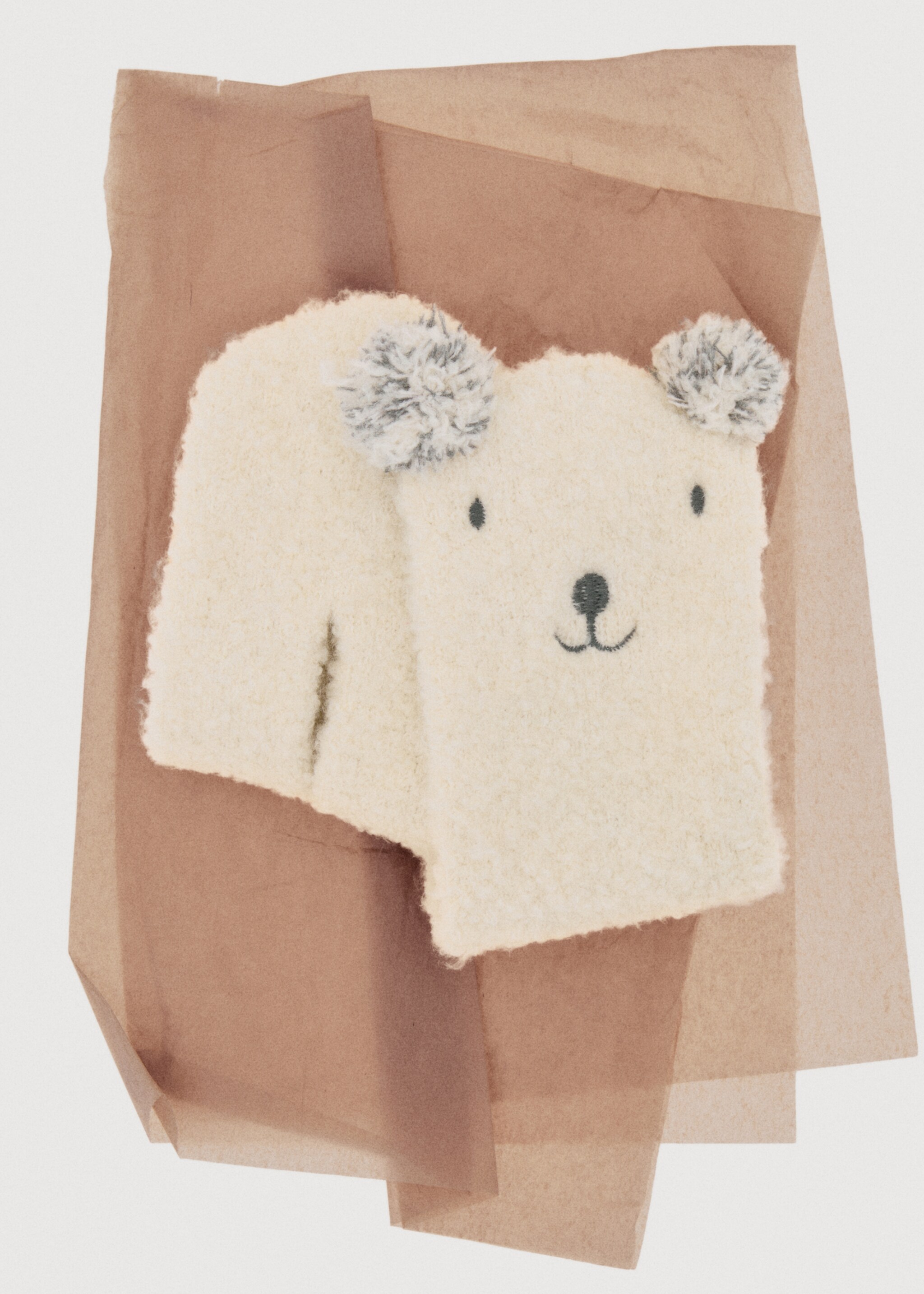 Bear knitted scarf - Details of the article 7, Ecru. Ref: 17046741-00.