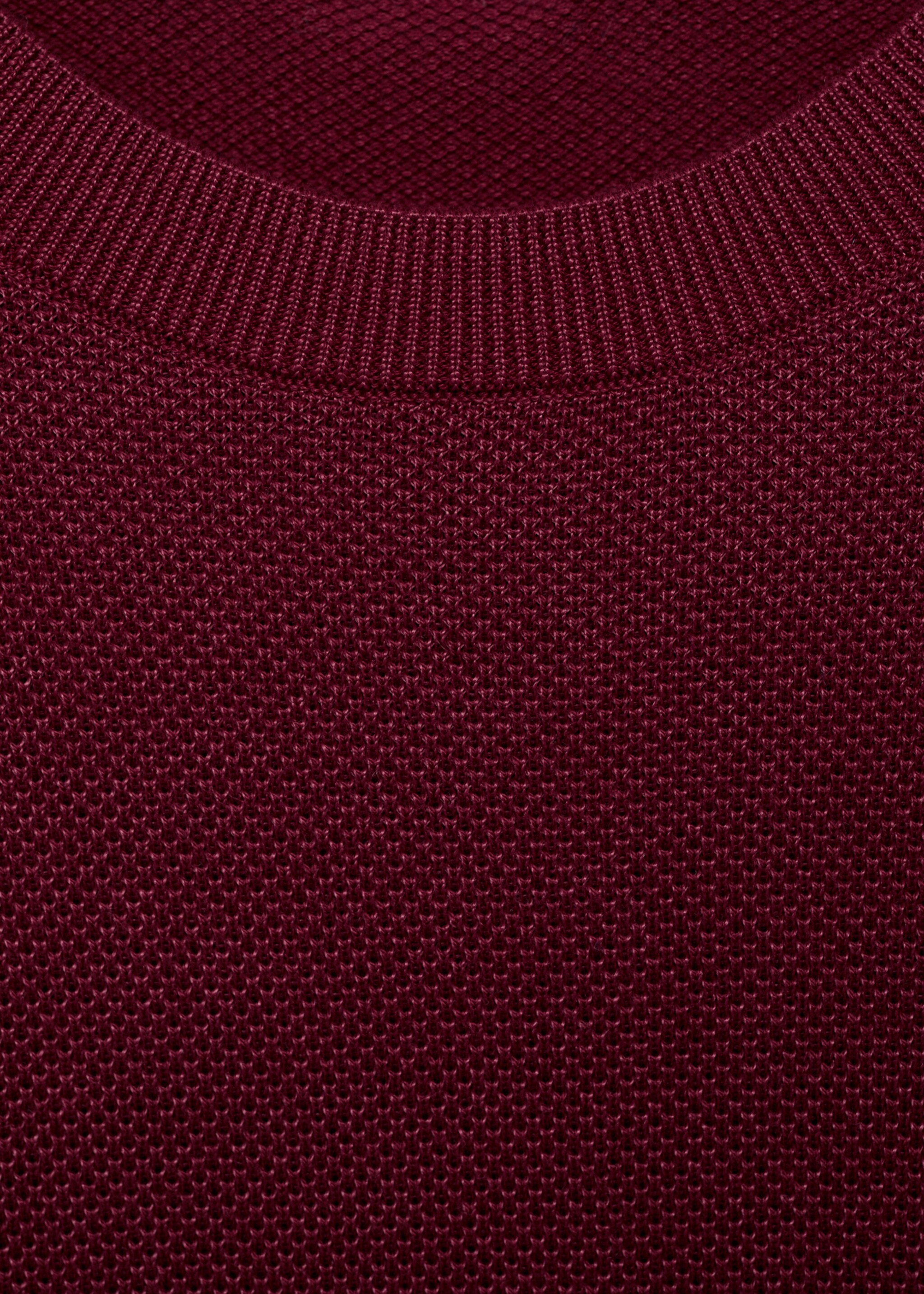 Knit cotton T-shirt - Details of the article 8, Burgundy. Ref: 17046743-00.