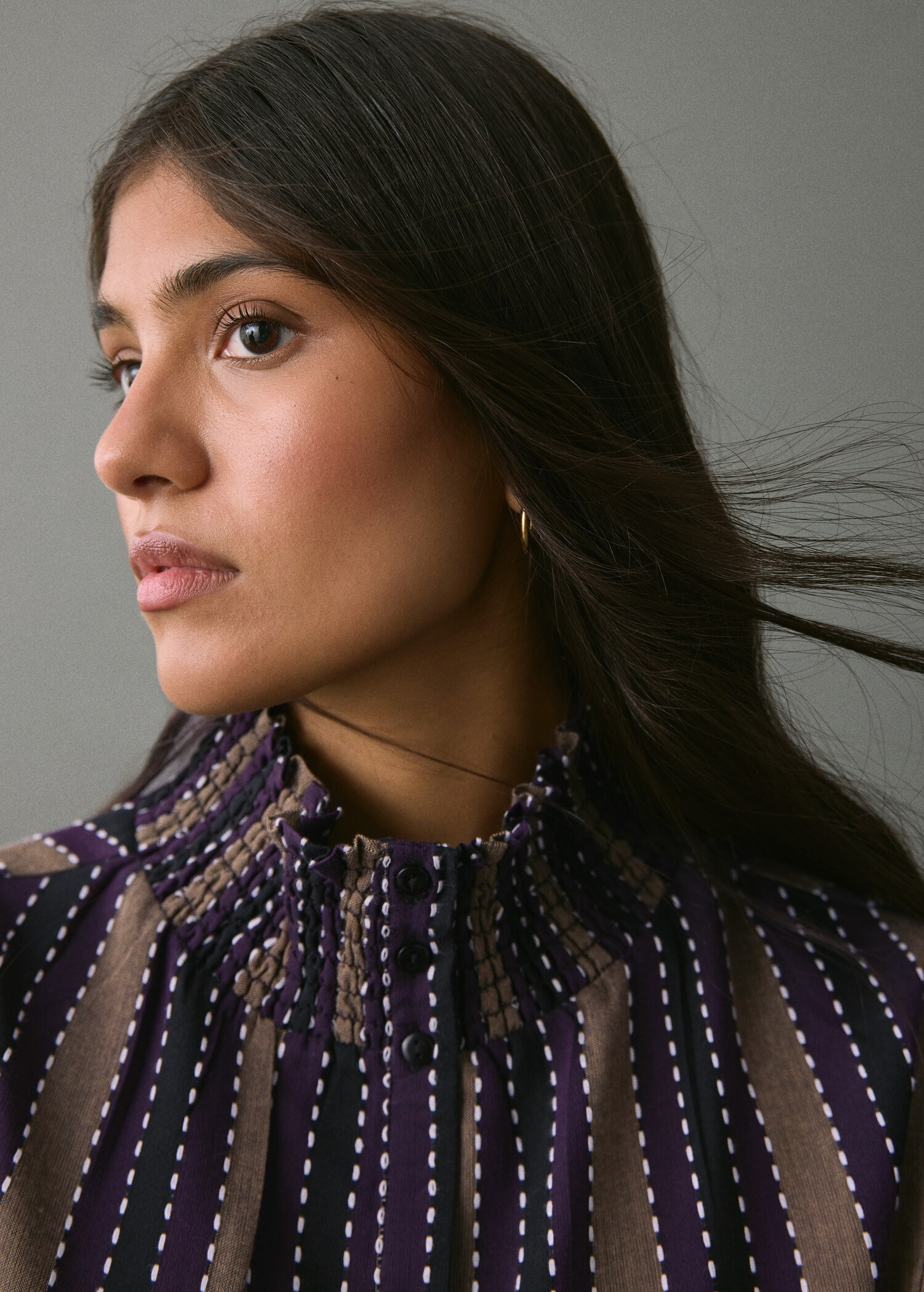 Striped blouse with embroidered details - Details of the article 1