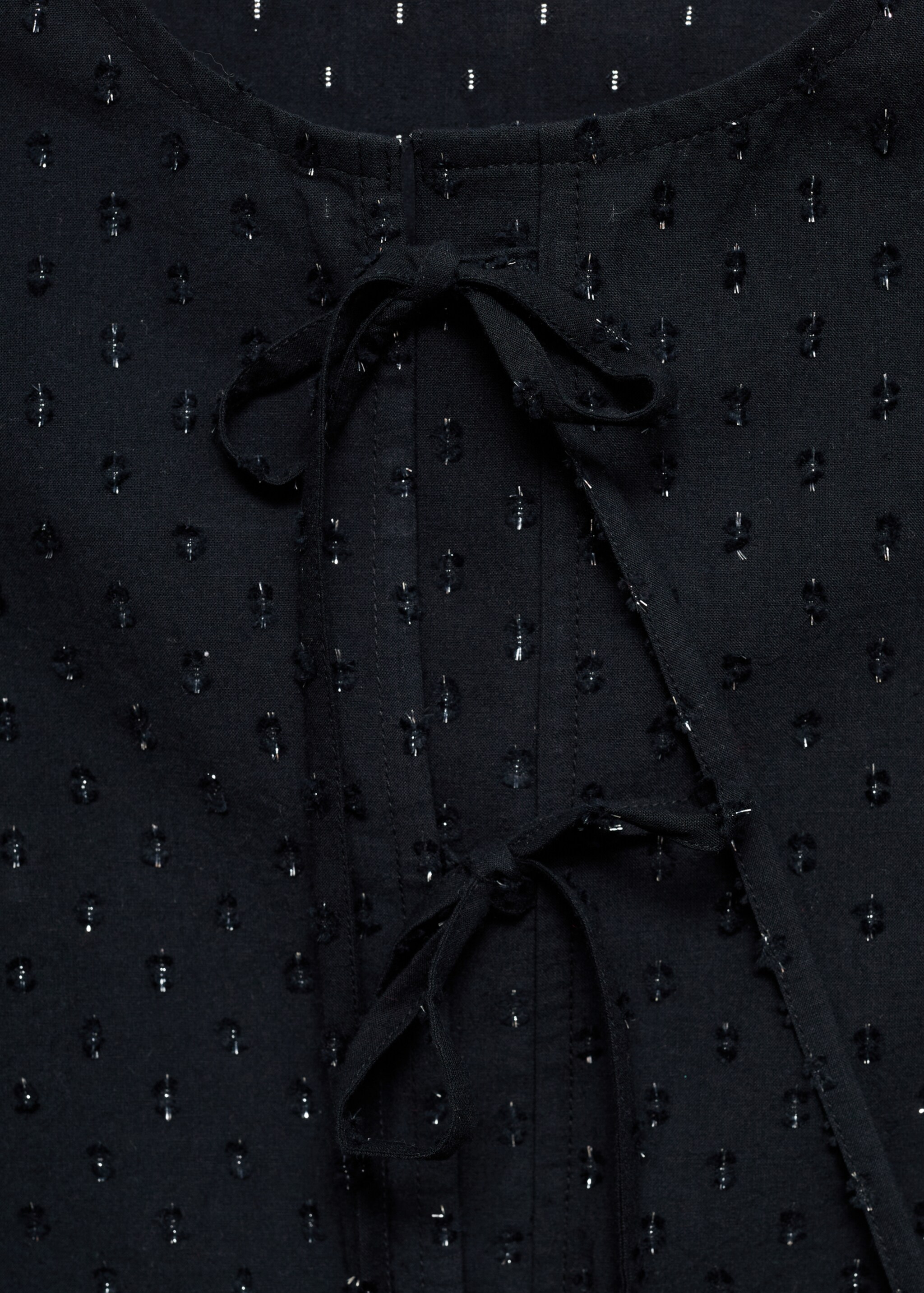 Lurex textured blouse - Details of the article 8, Black. Ref: 17047125-00.