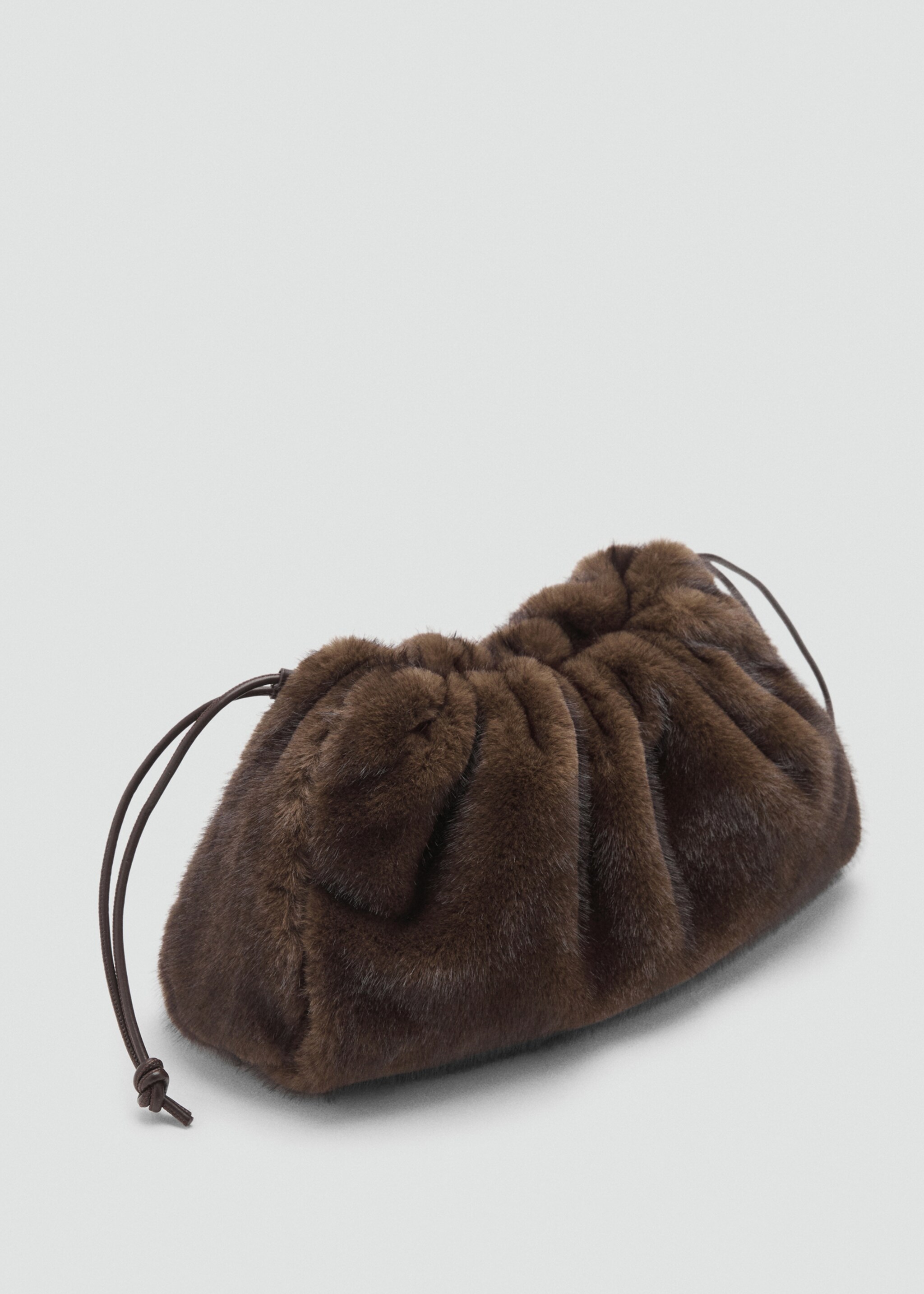 Fur effect hand bag - Средний план, Шоколадный. Ref: 17047127-00.