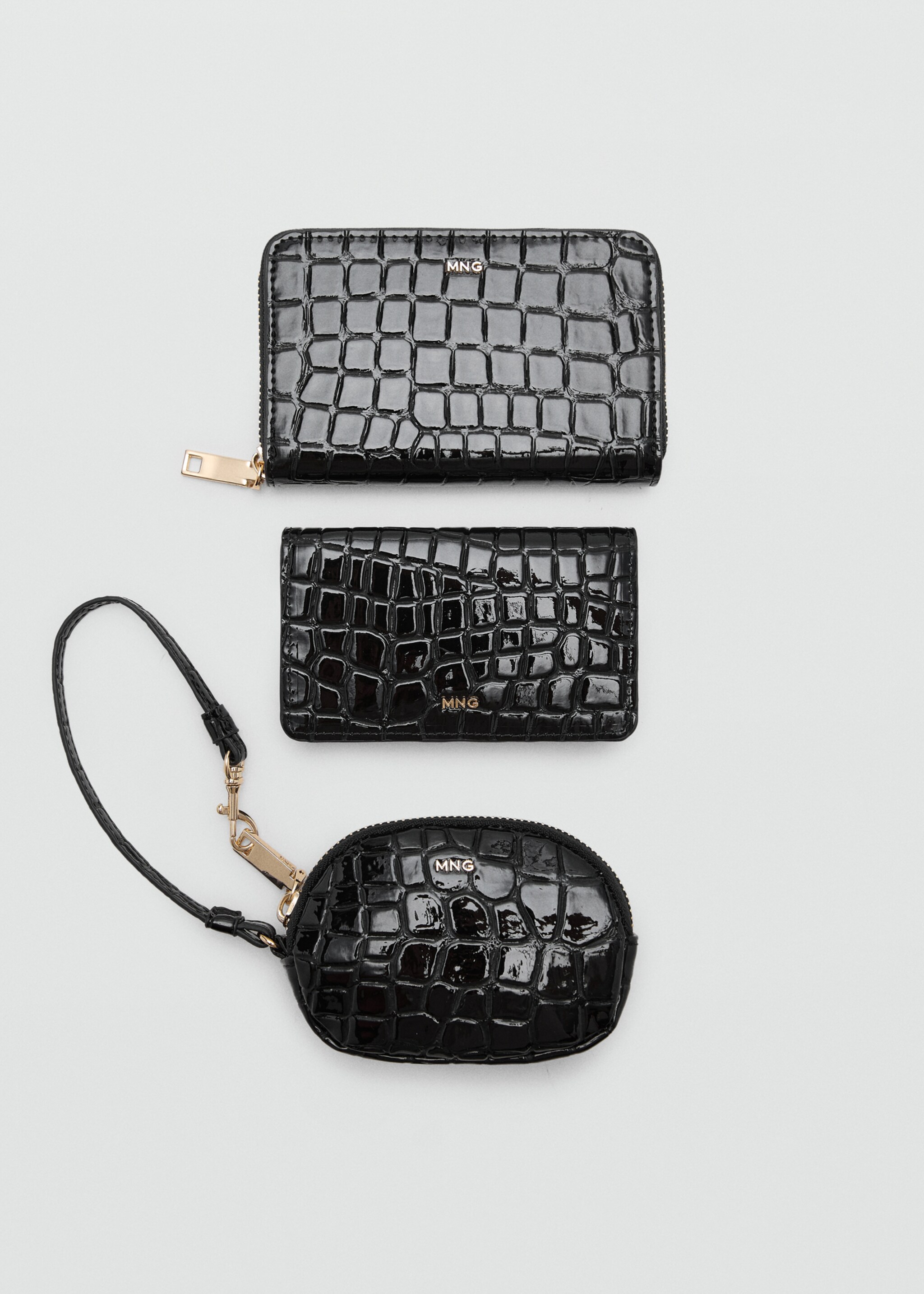 Small crocodile wallet - Details of the article 2, Black. Ref: 17047130-00.