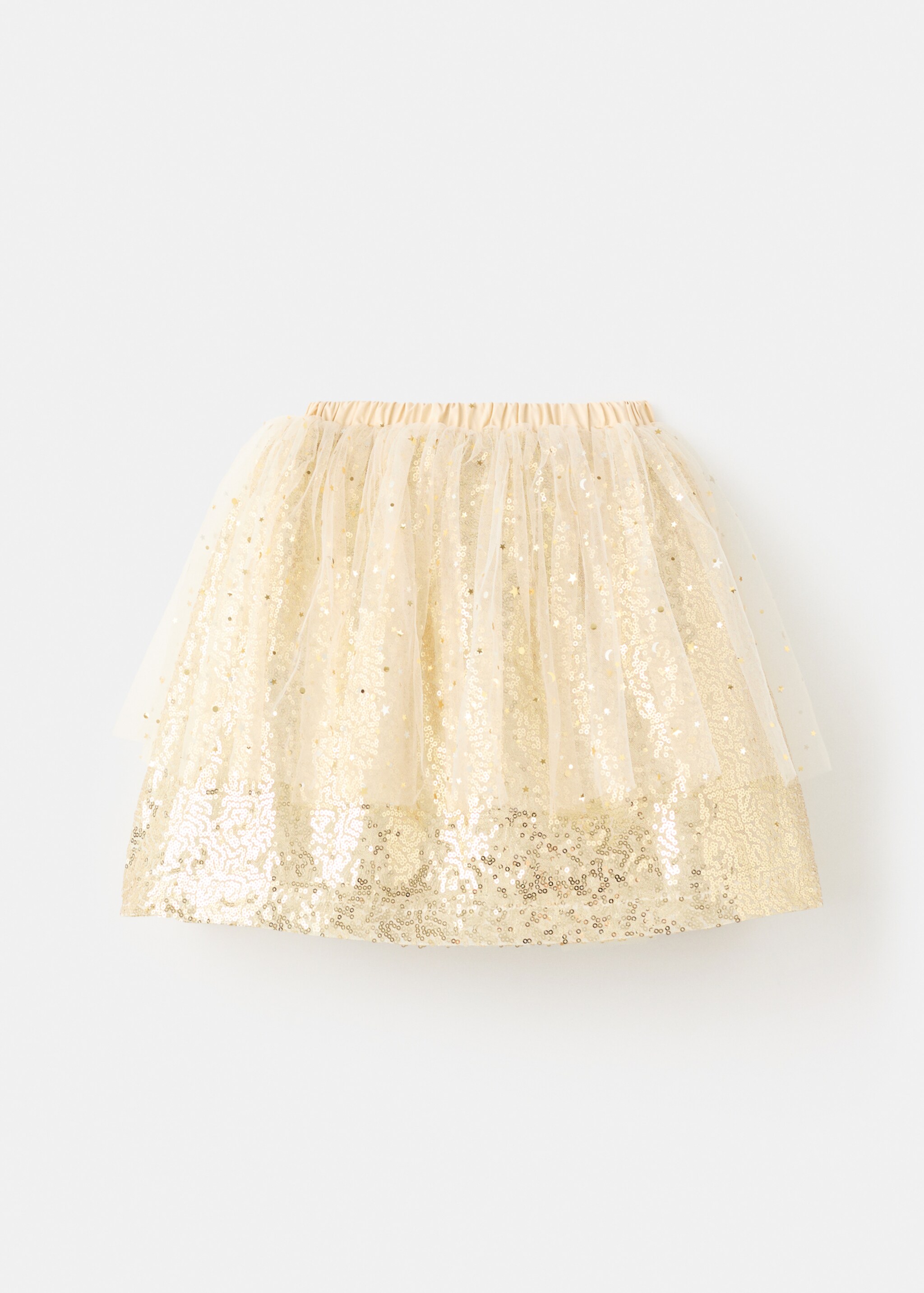 Sequins tulle skirt - Medium plane, Gold. Ref: 17047132-00.