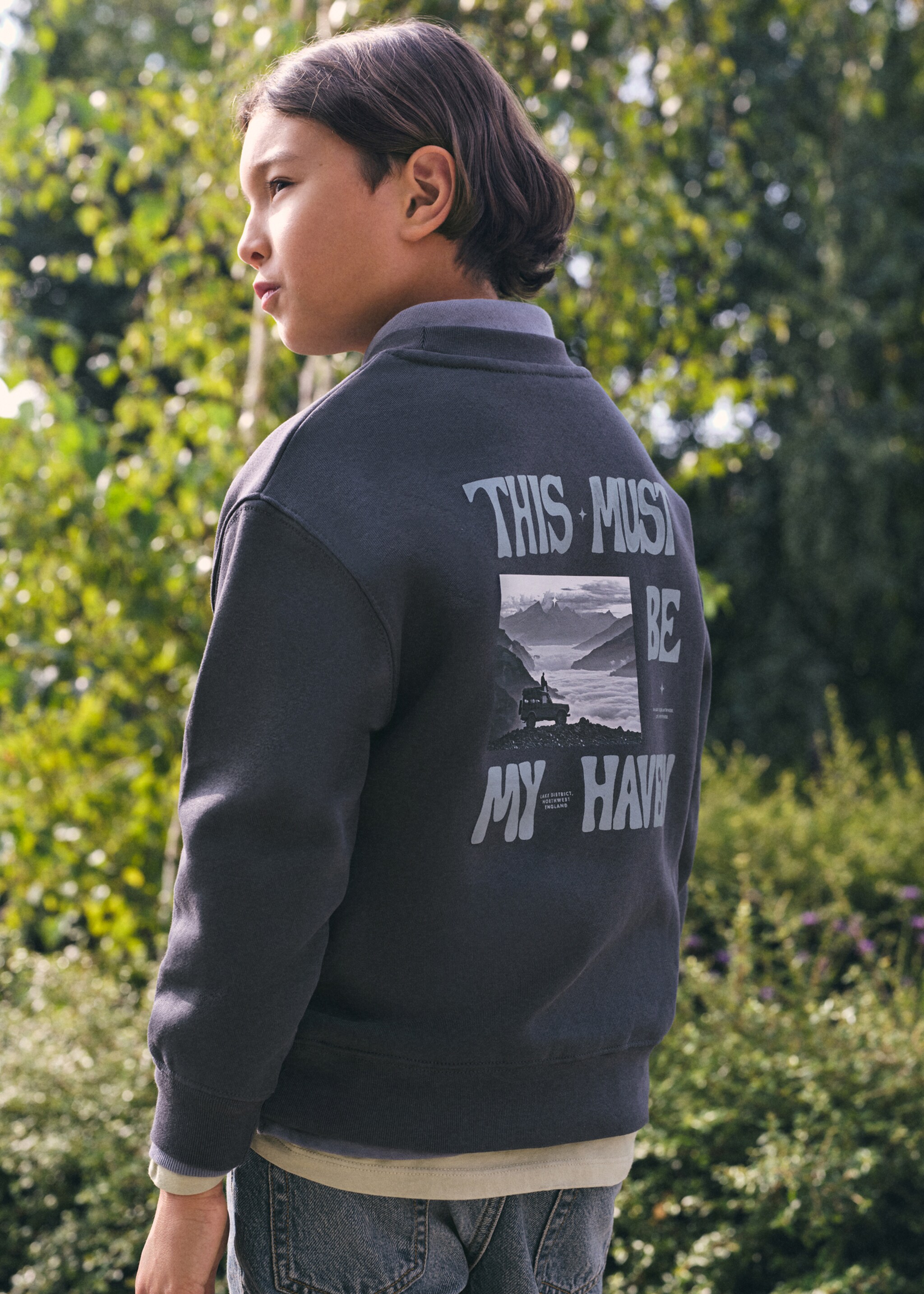 Printed cotton sweatshirt - Details of the article 6, Dark Grey. Ref: 17047136-00.