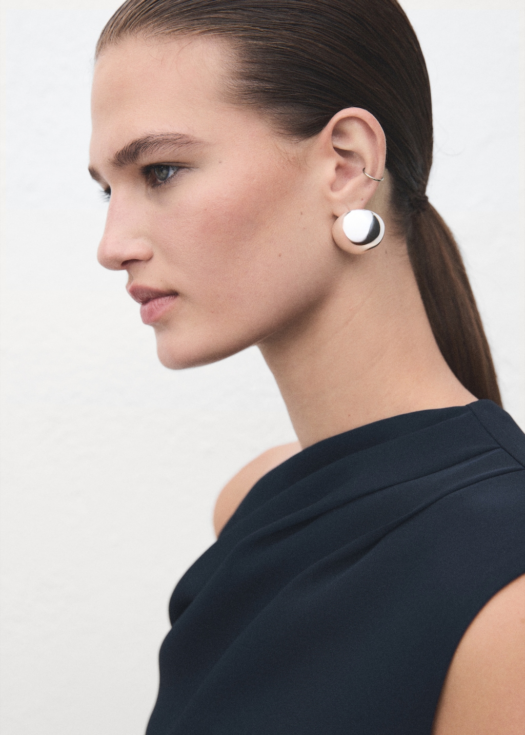 A-line dress with asymmetrical neckline