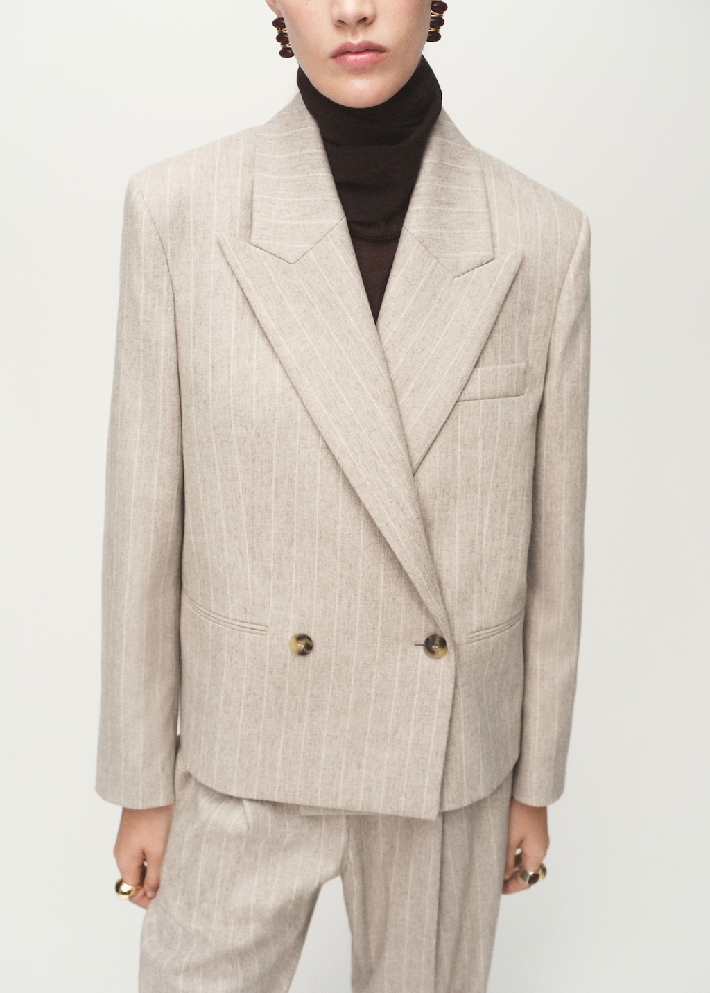 Pinstripe wool suit blazer