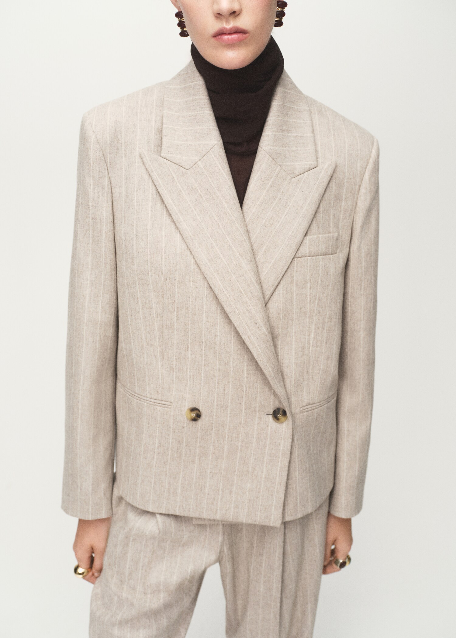 Pinstripe wool suit jacket - Medium plane