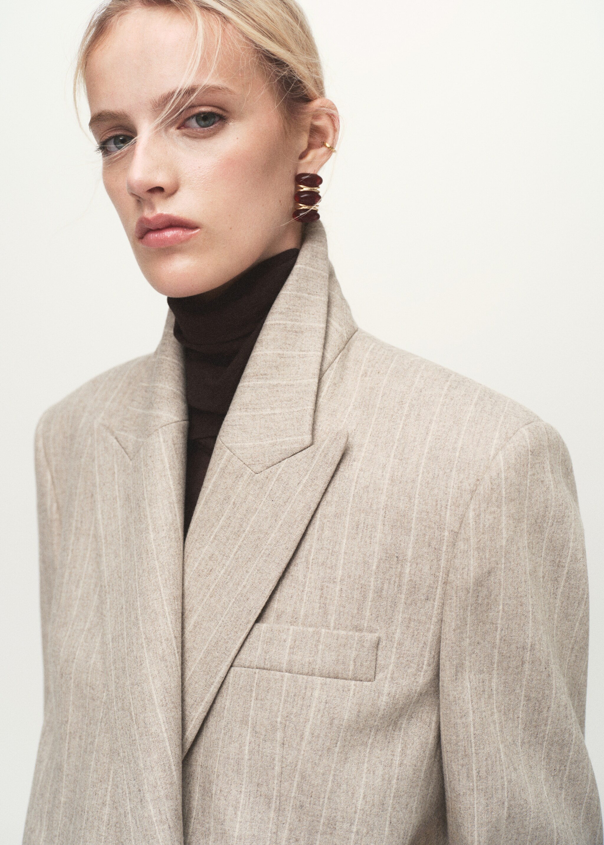 Pinstripe wool suit jacket - Details of the article 1, Grey. Ref: 17047140-00.