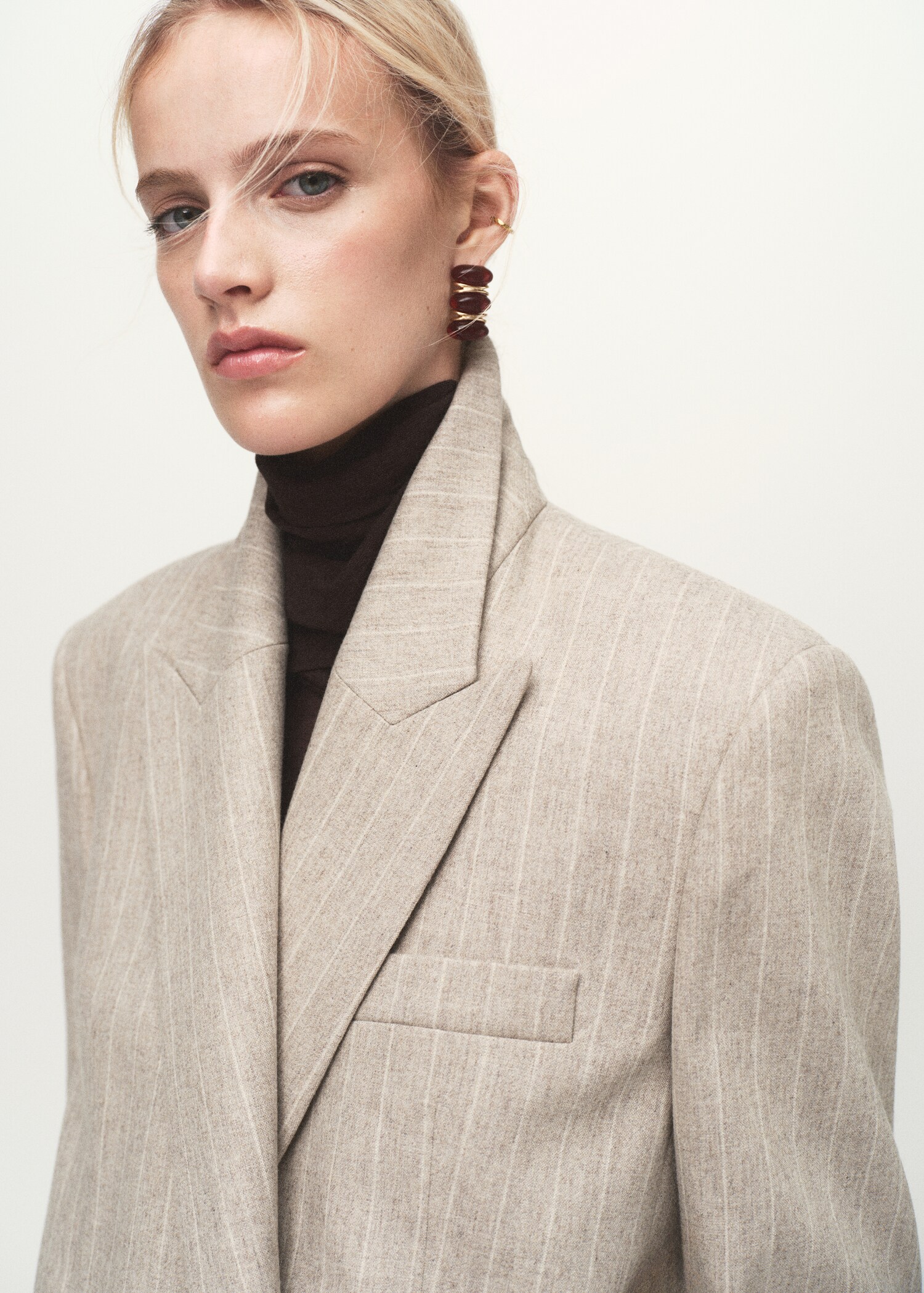 Pinstripe wool suit jacket - Details of the article 1
