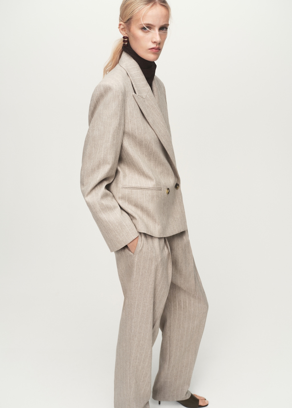 Mango Pinstripe wool suit blazer
