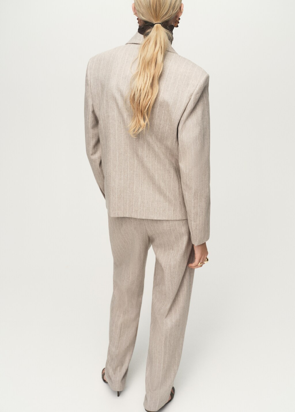 Mango Pinstripe wool suit blazer
