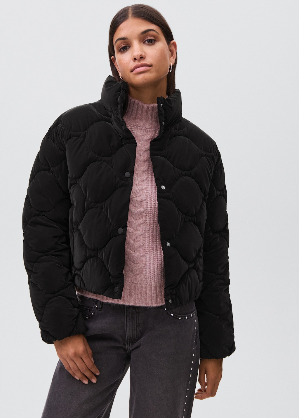 Waxed-effect padded anorak