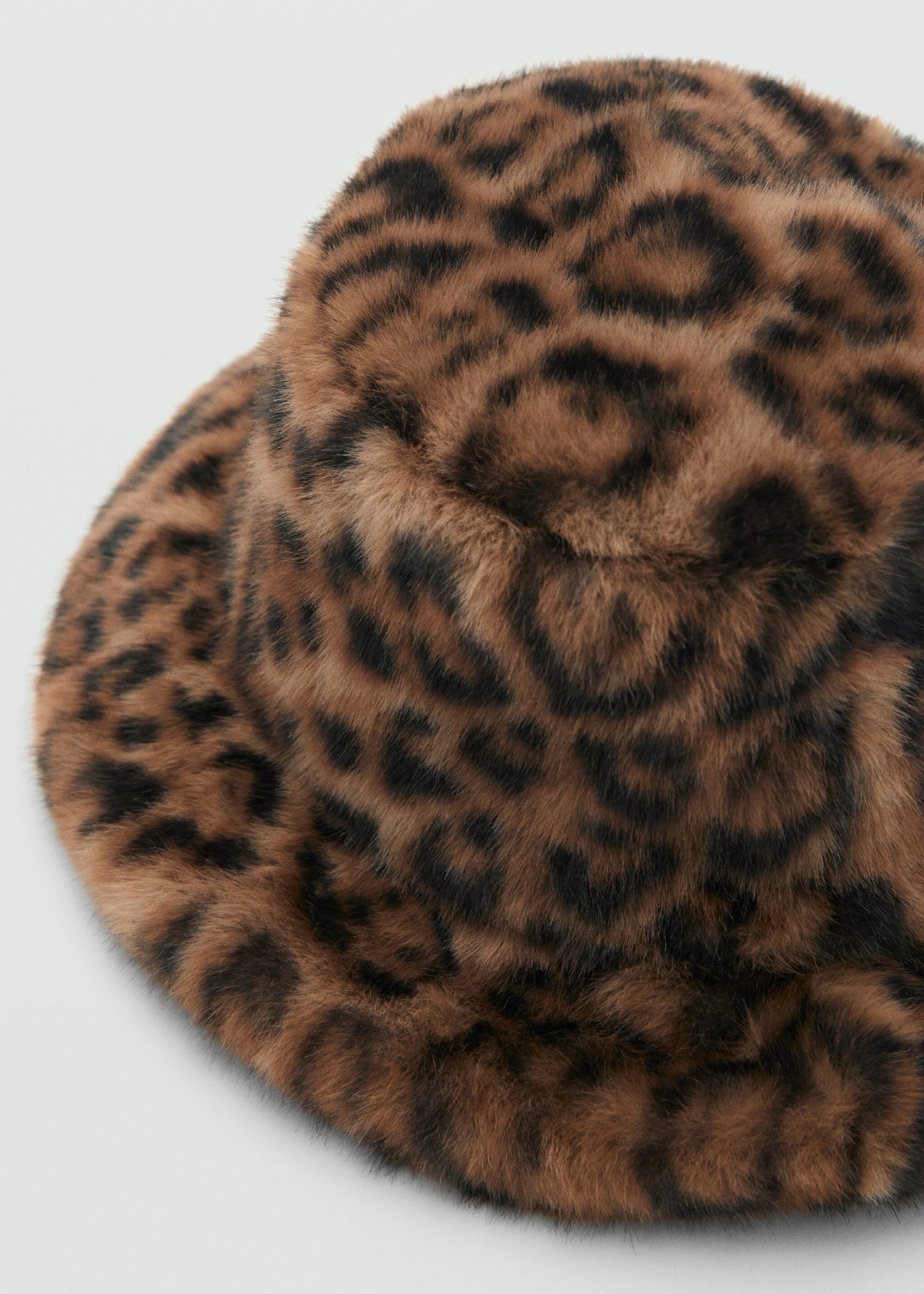 Leopard-print fur-effect bucket hat - Medium plane, Brown. Ref: 17047766-00.