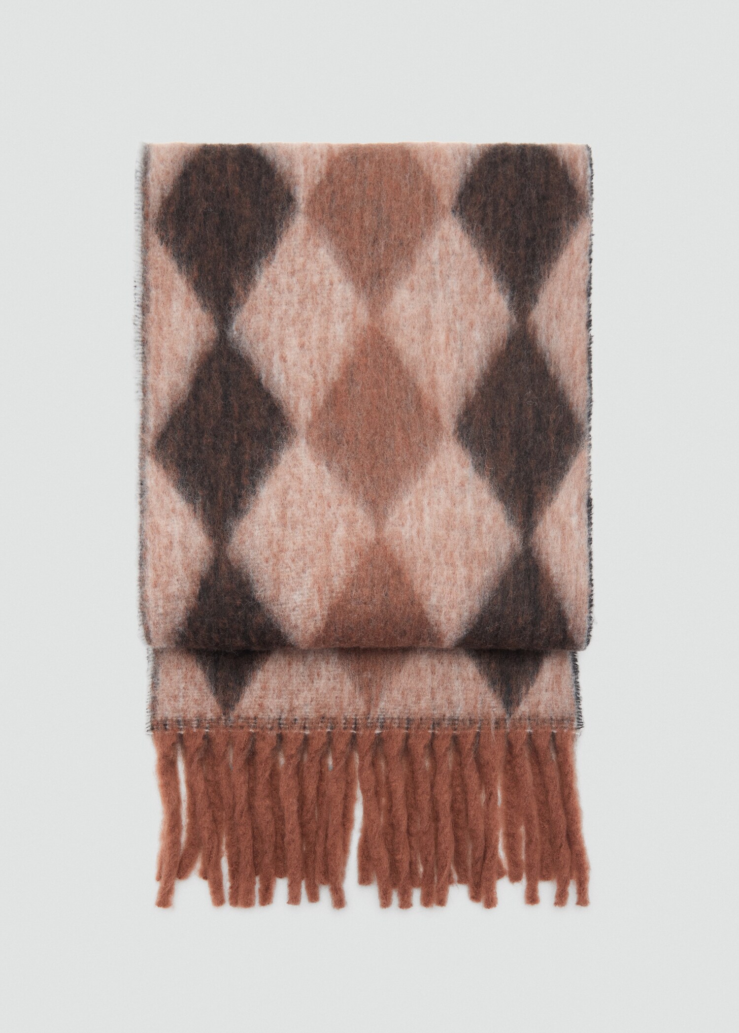Diamond-pattern scarf with fringes - Article without model