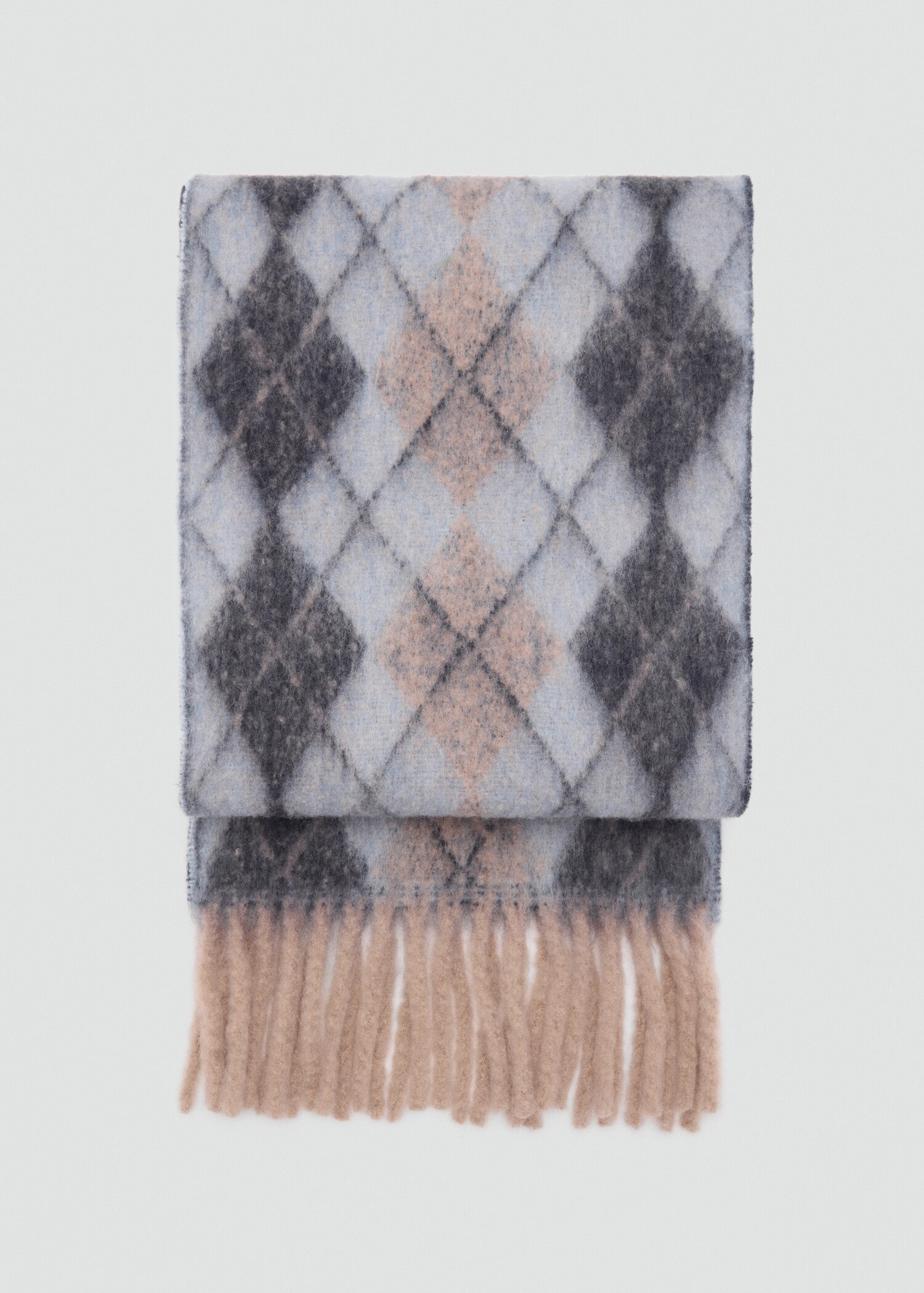 Diamond-pattern scarf with fringes - Article without model