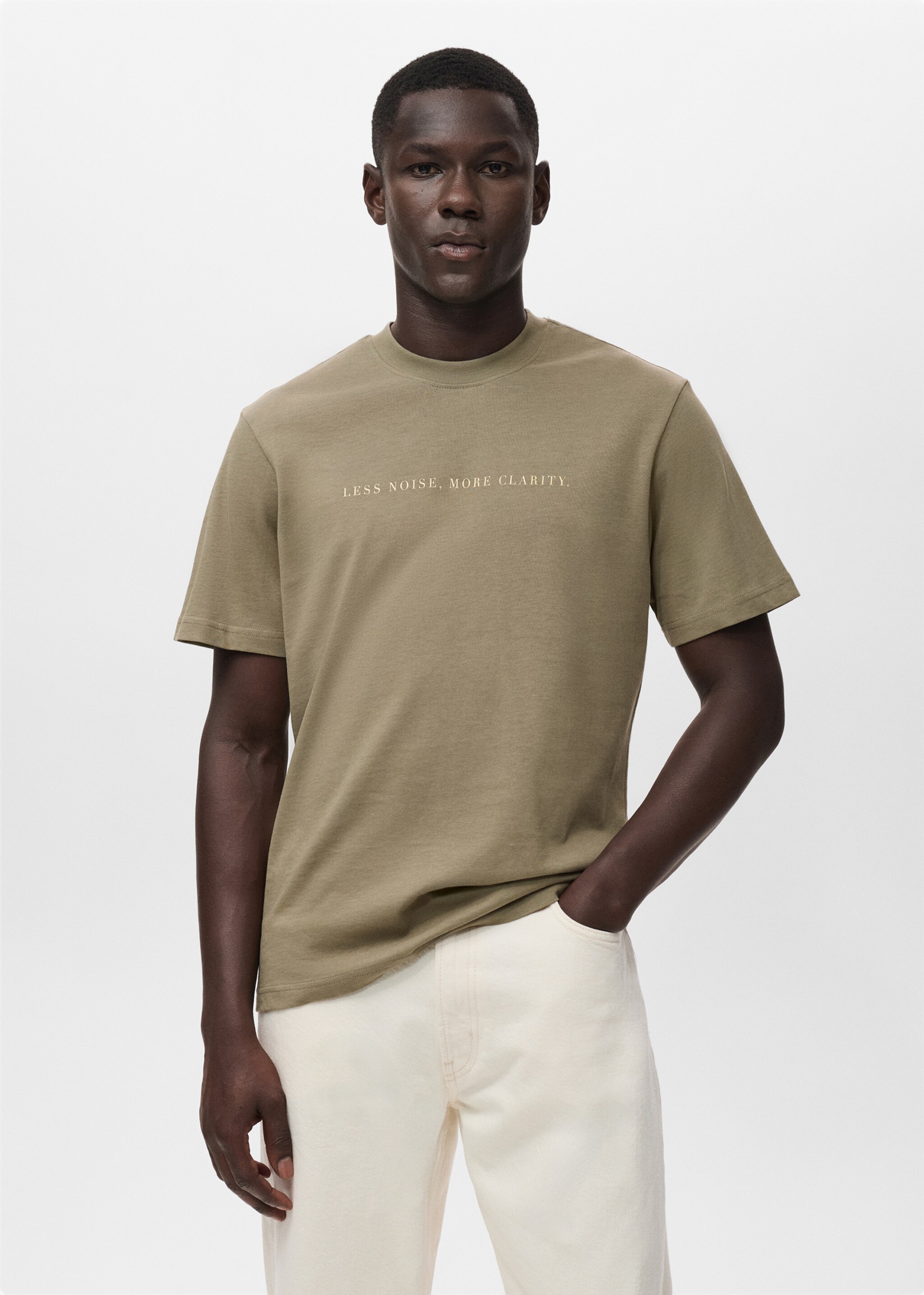 Camiseta 100% algodón texto - Plano medio, Verde oscuro. Ref: 17047772-00.