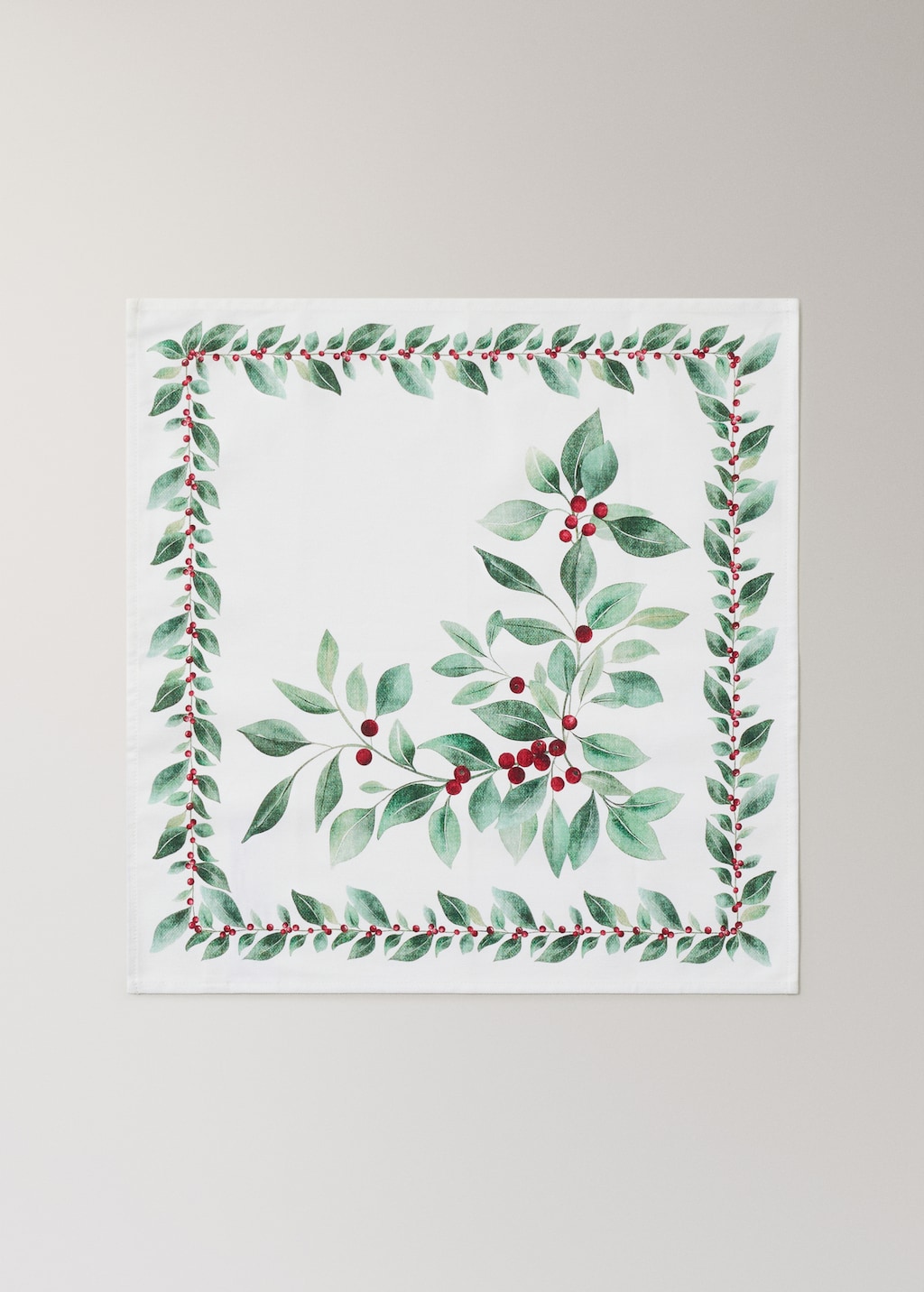 Holly-print cotton napkins
