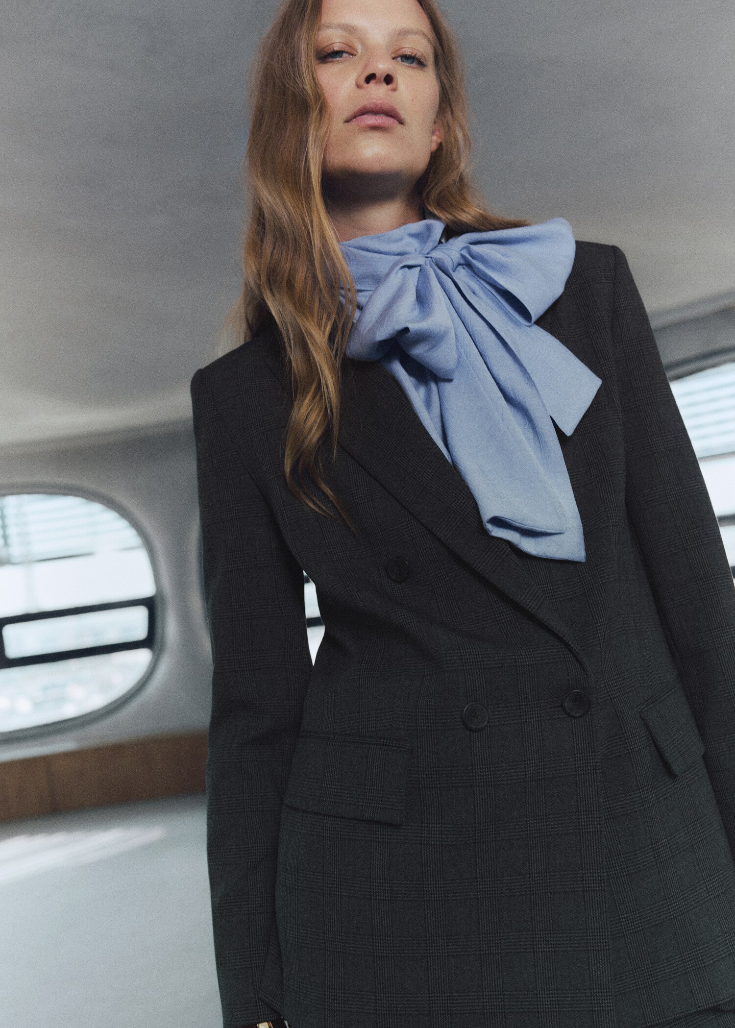 Blazer à carreaux à double boutonnage - Plan moyen