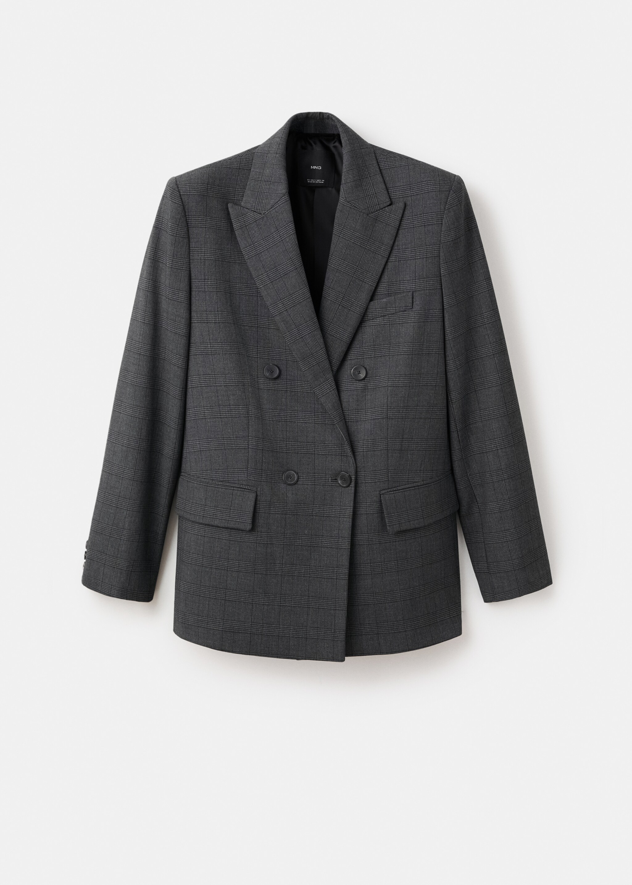 Blazer à carreaux à double boutonnage - Article sans modèle, Gris. Ref: 17047803-00.