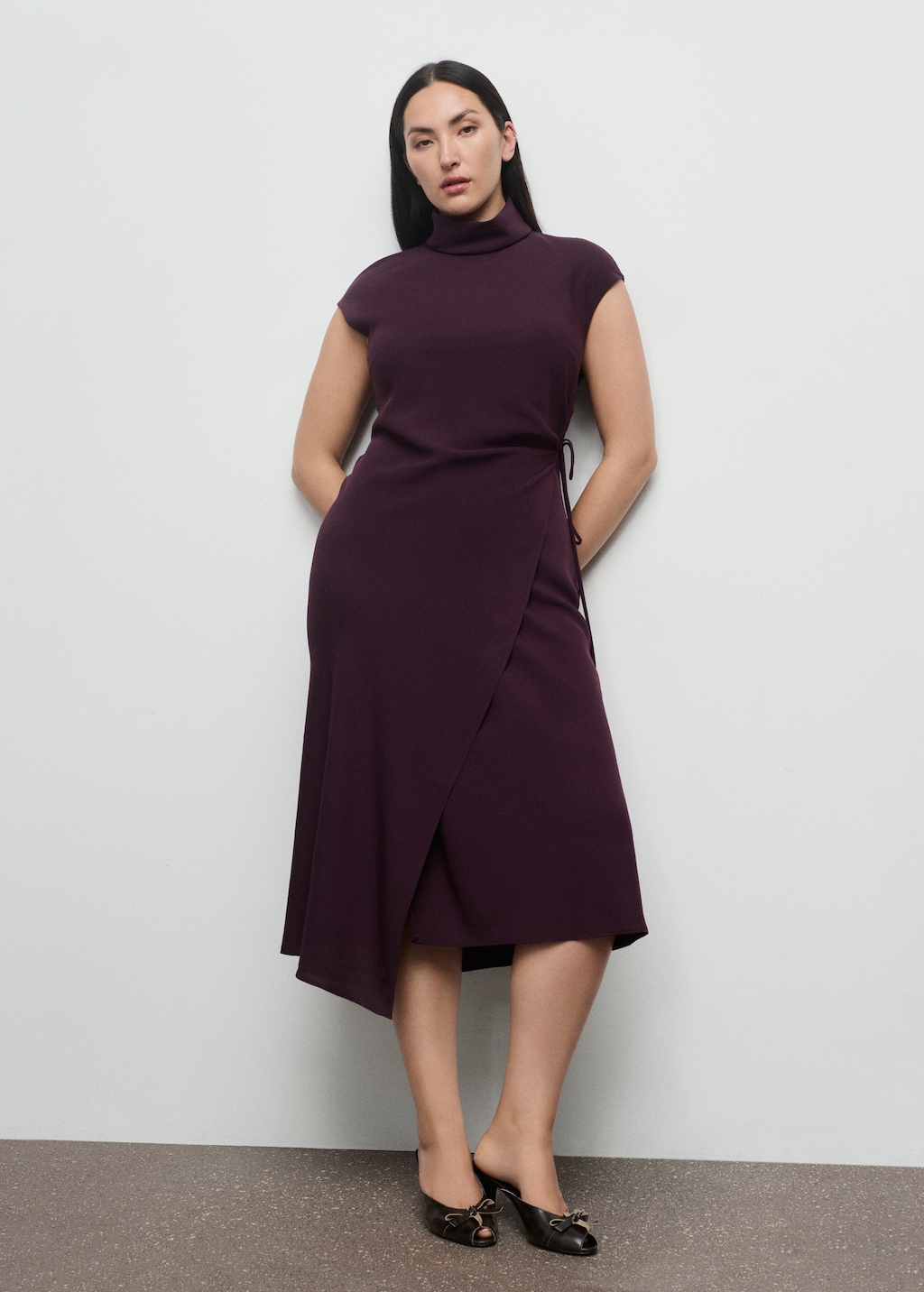 Turtleneck wrap dress