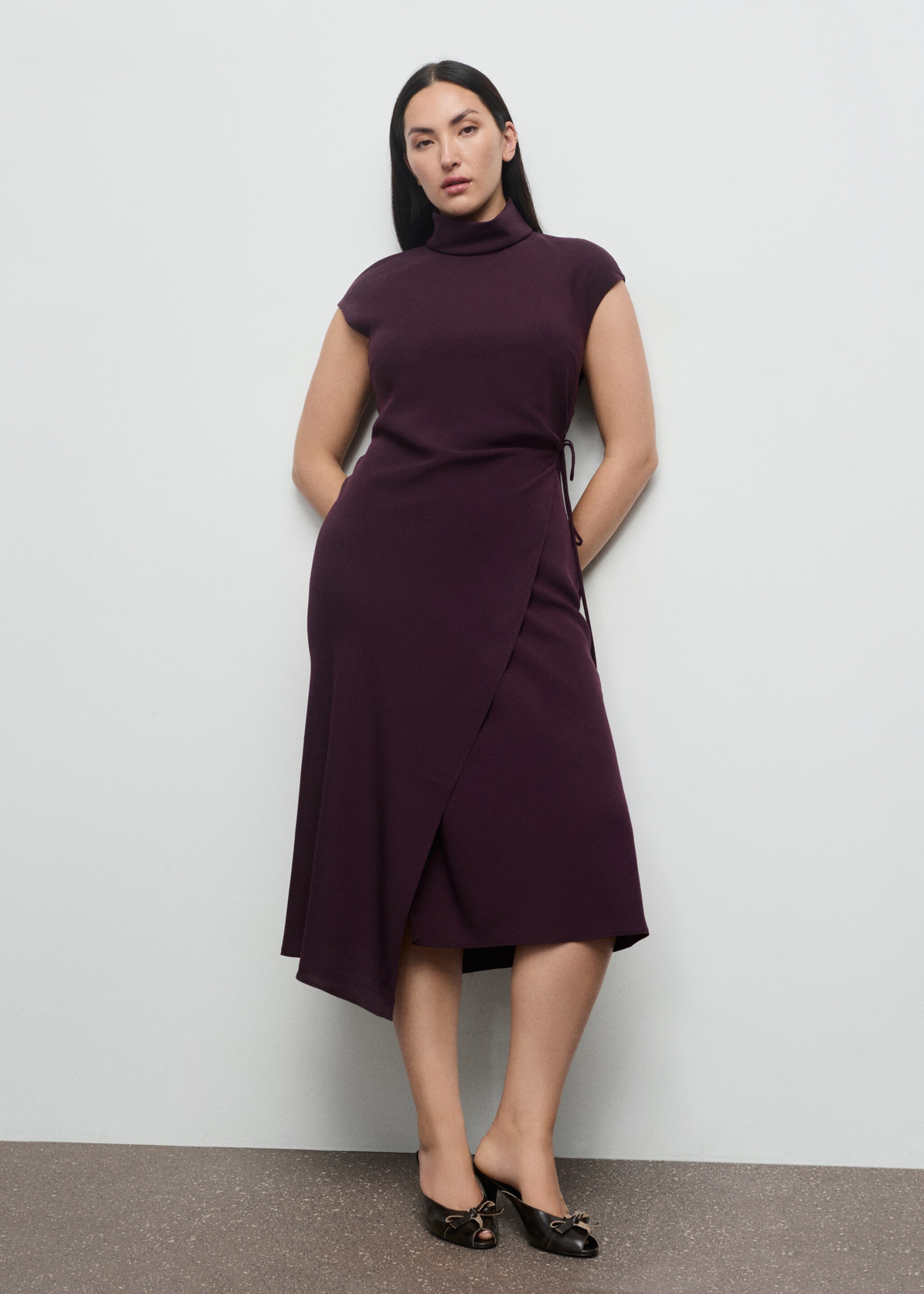 Turtleneck wrap dress - Details of the article 3, Purple. Ref: 17047807-00.