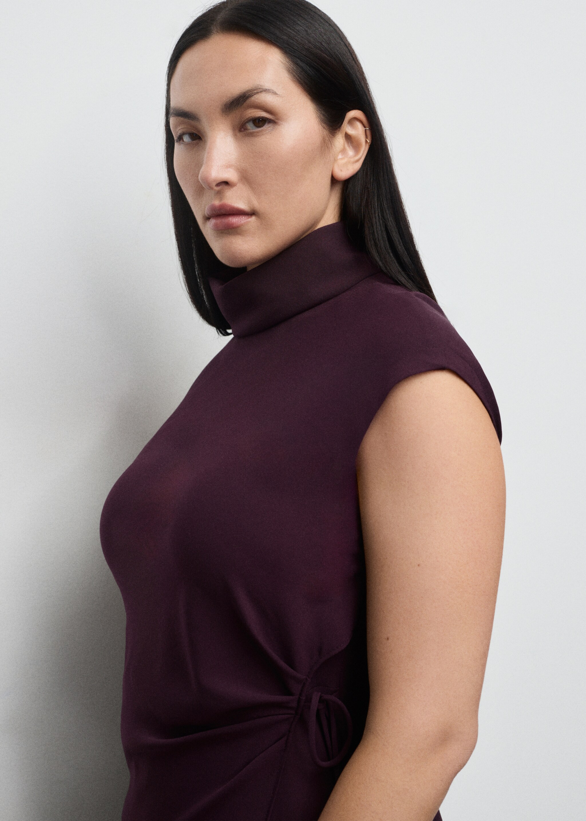 Turtleneck wrap dress - Details of the article 4, Purple. Ref: 17047807-00.