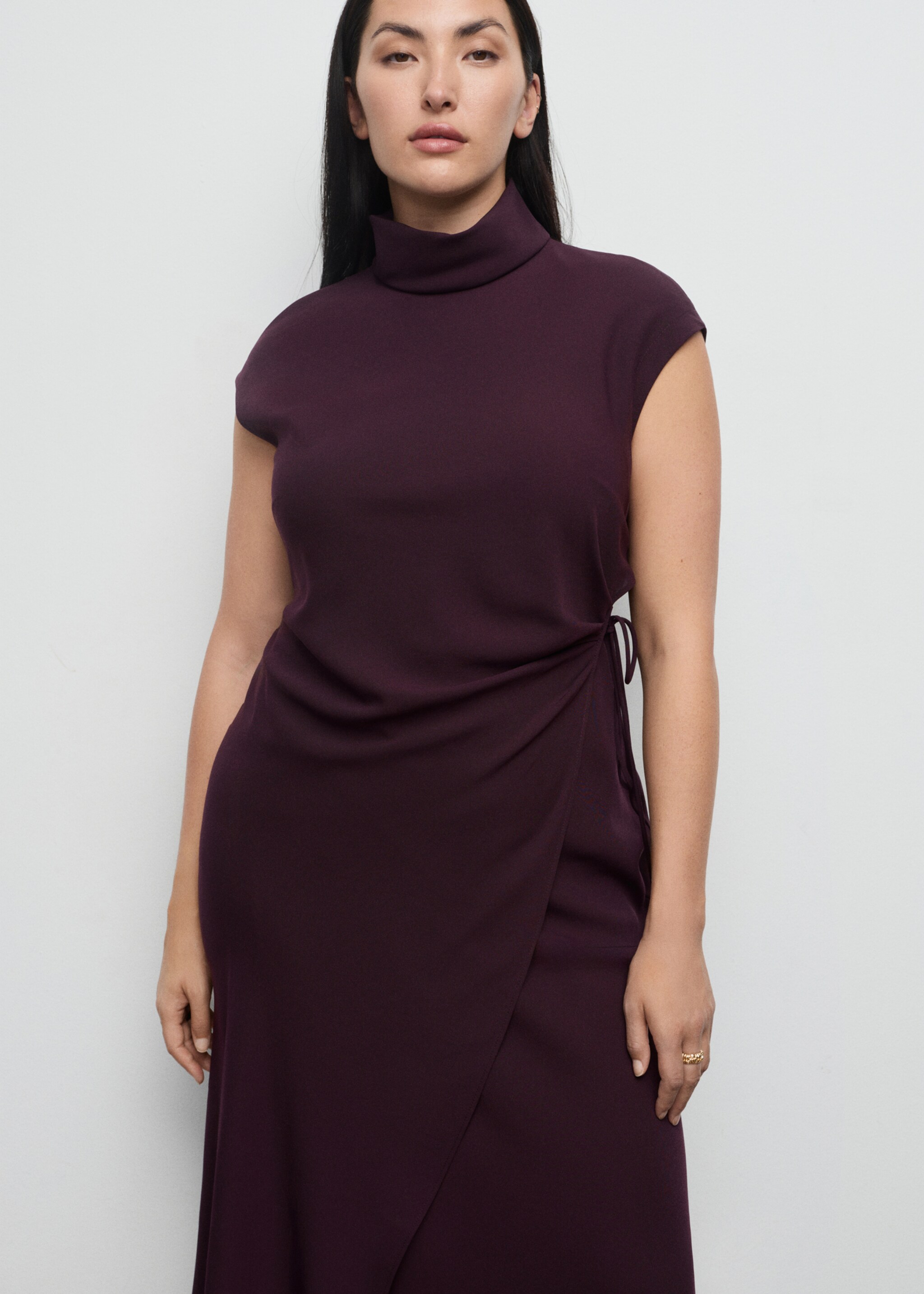 Turtleneck wrap dress - Details of the article 5, Purple. Ref: 17047807-00.