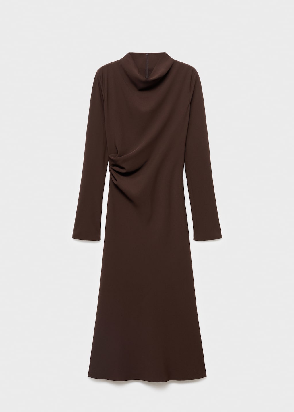 Mango Ruched dress with draped neckline