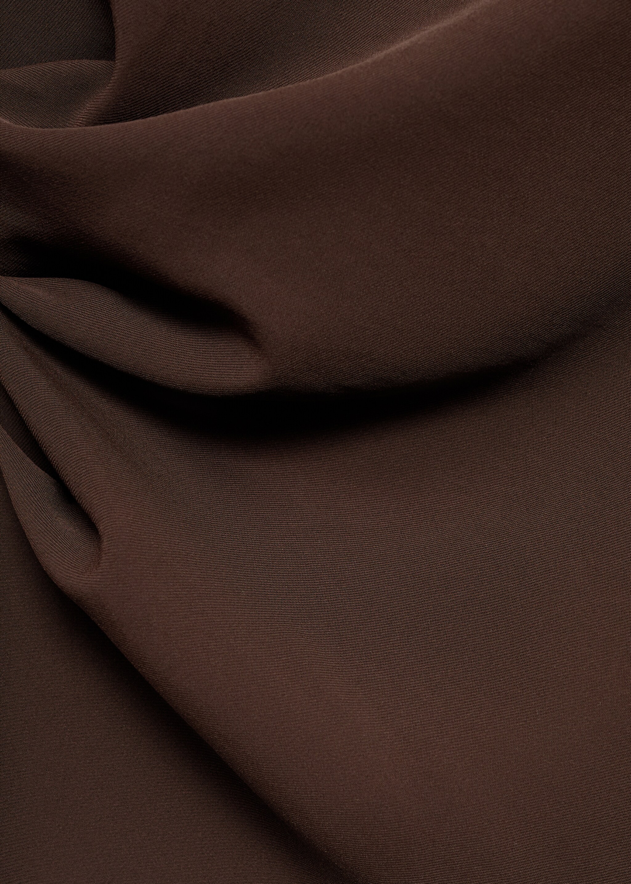 Ruched dress with draped neckline - Details of the article 0, Chocolate. Ref: 17047808-00.