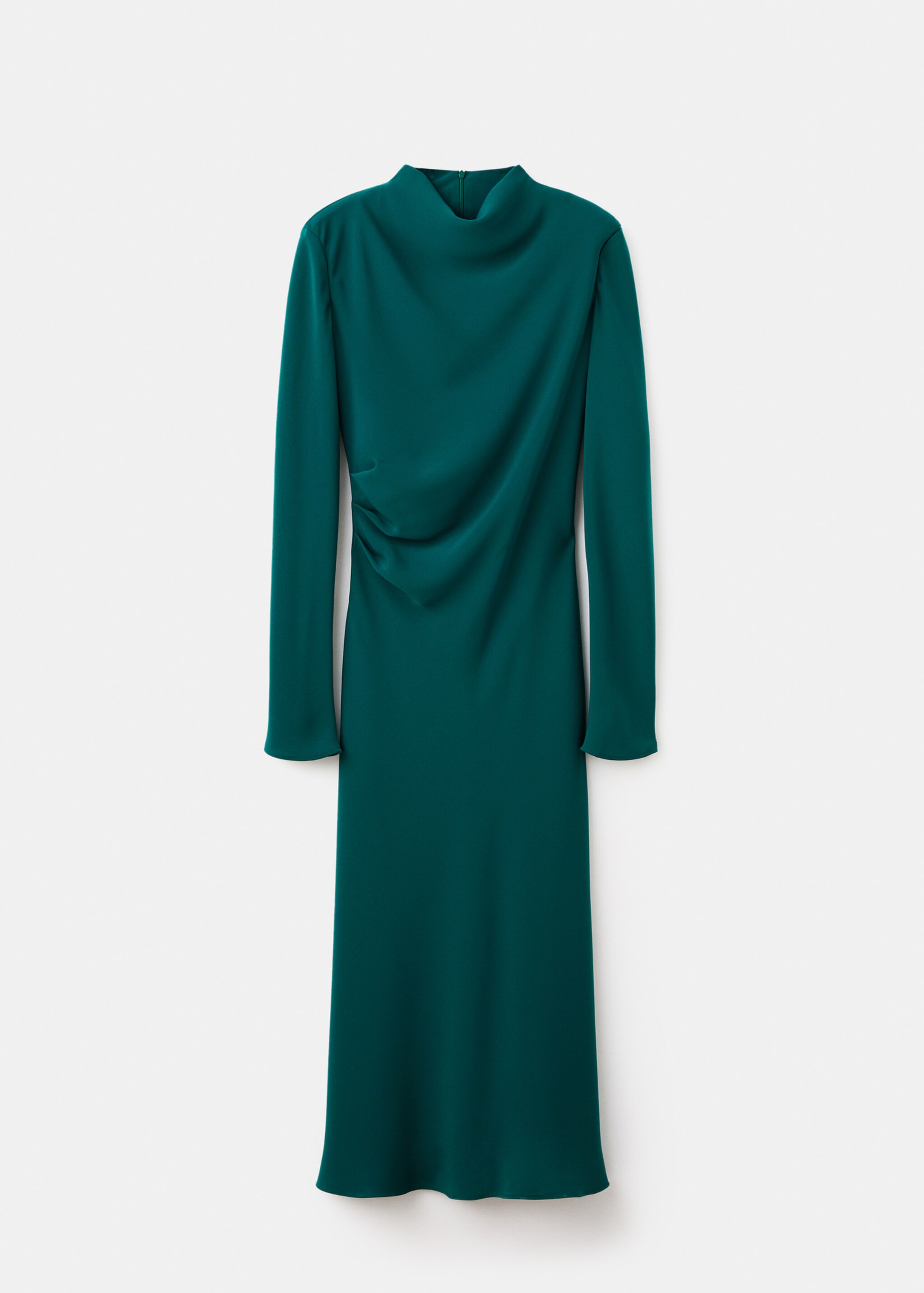 Ruched dress with draped neckline - Article without model, Green. Ref: 17047808-00.