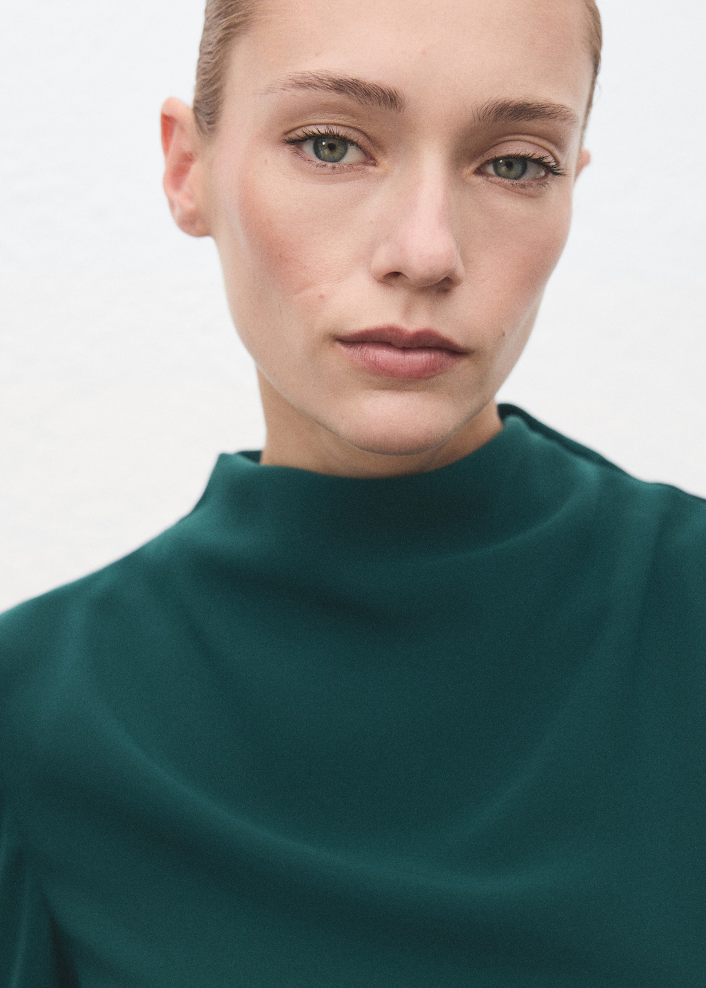 Ruched dress with draped neckline