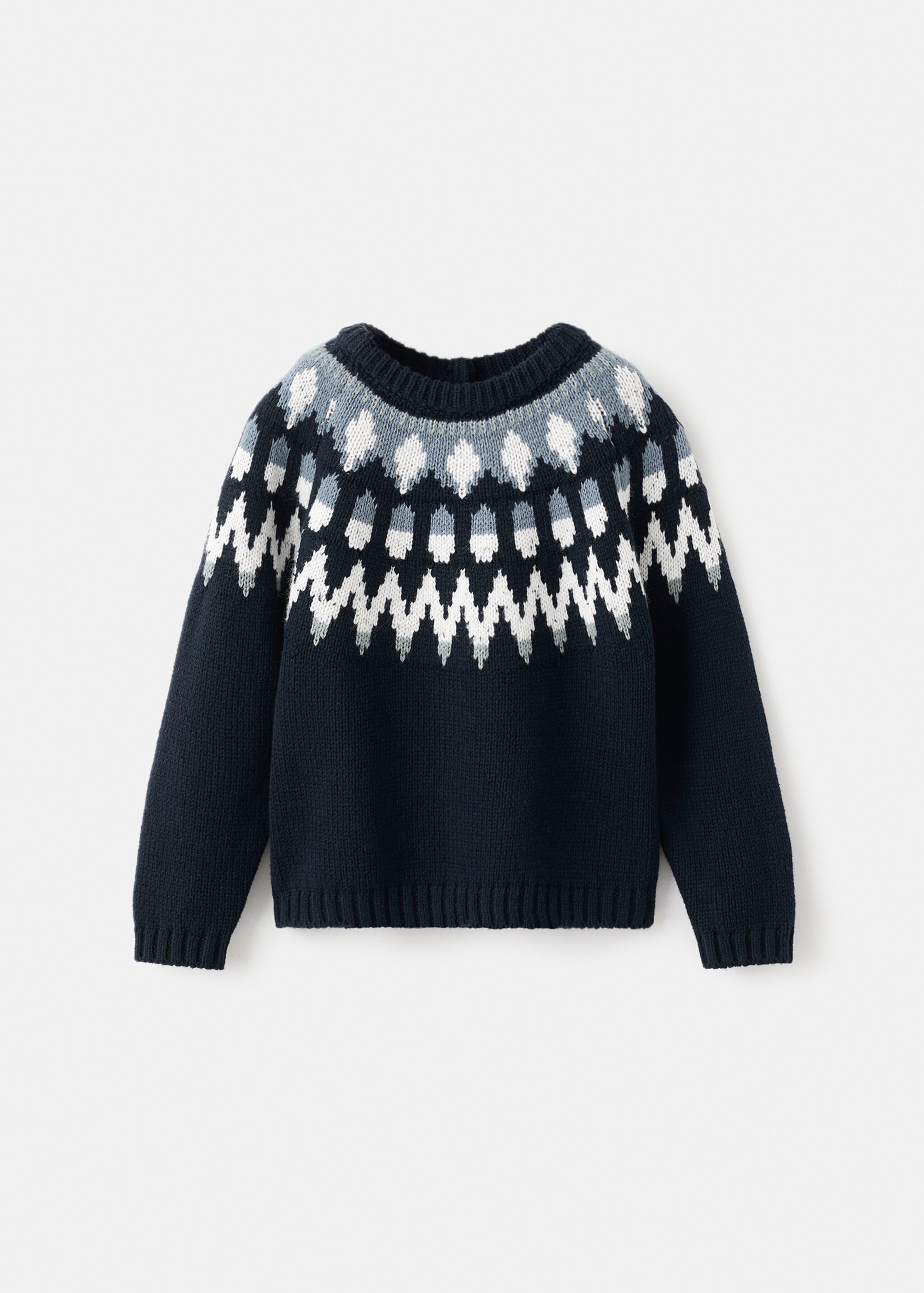 Pull-over maille jacquard - Article sans modèle, Bleu marine. Ref: 17047810-00.